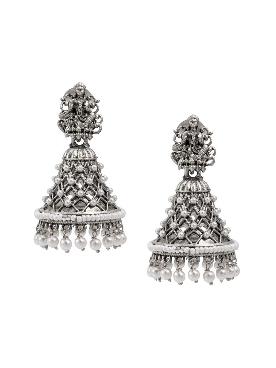 

Shining Jewel - By Shivansh Contemporary Jhumkas Earrings, Silver