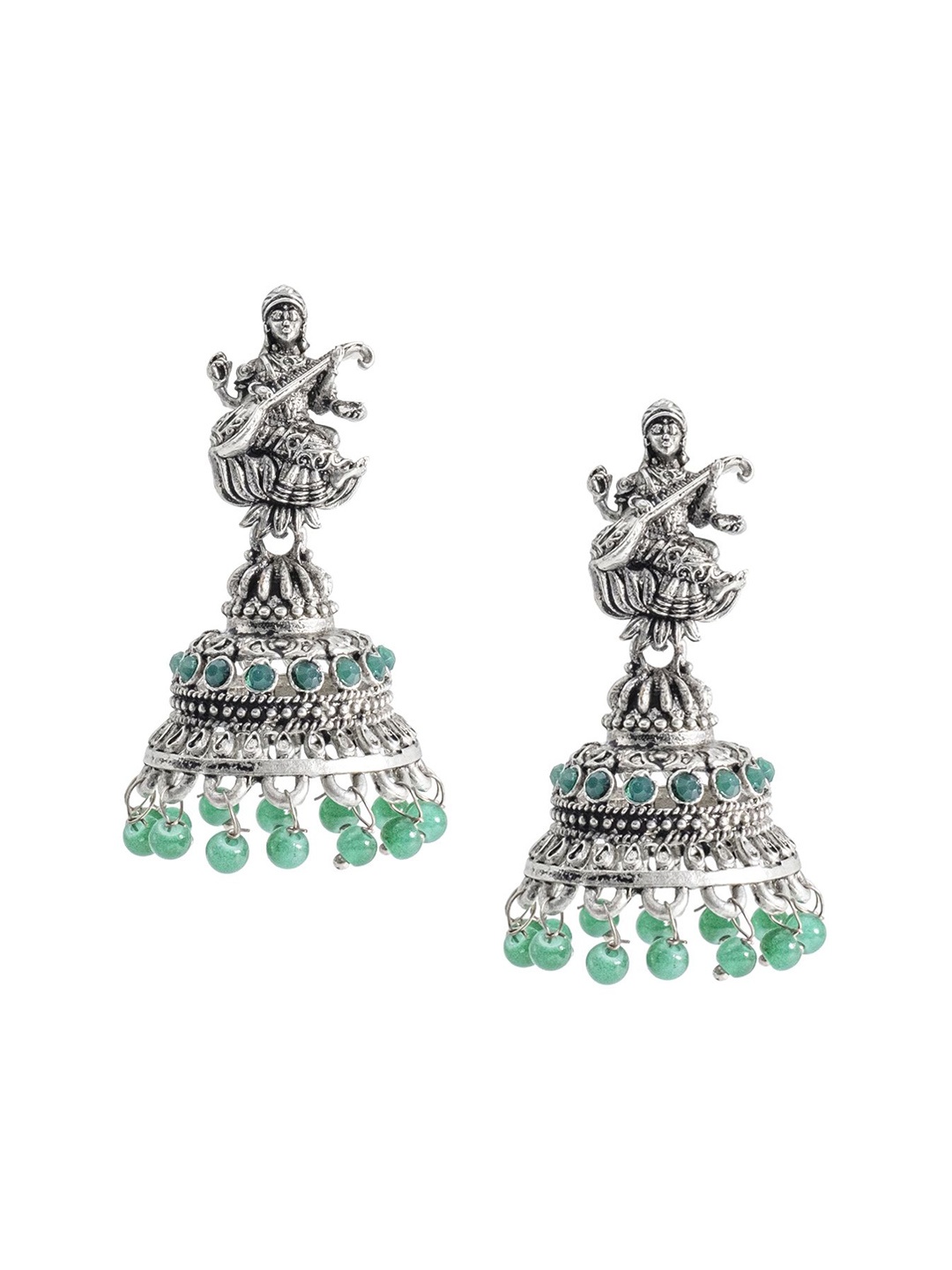 

Shining Jewel - By Shivansh Contemporary Jhumkas Earrings, Green