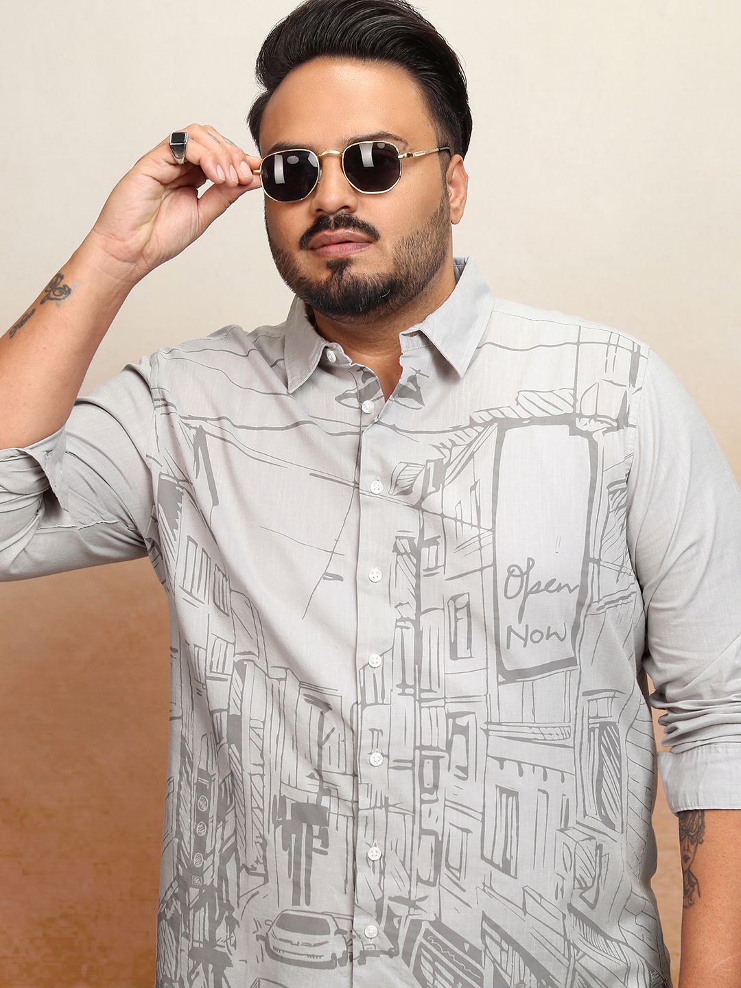 

HIGHLNADER Men Plus Size Shirt, Grey
