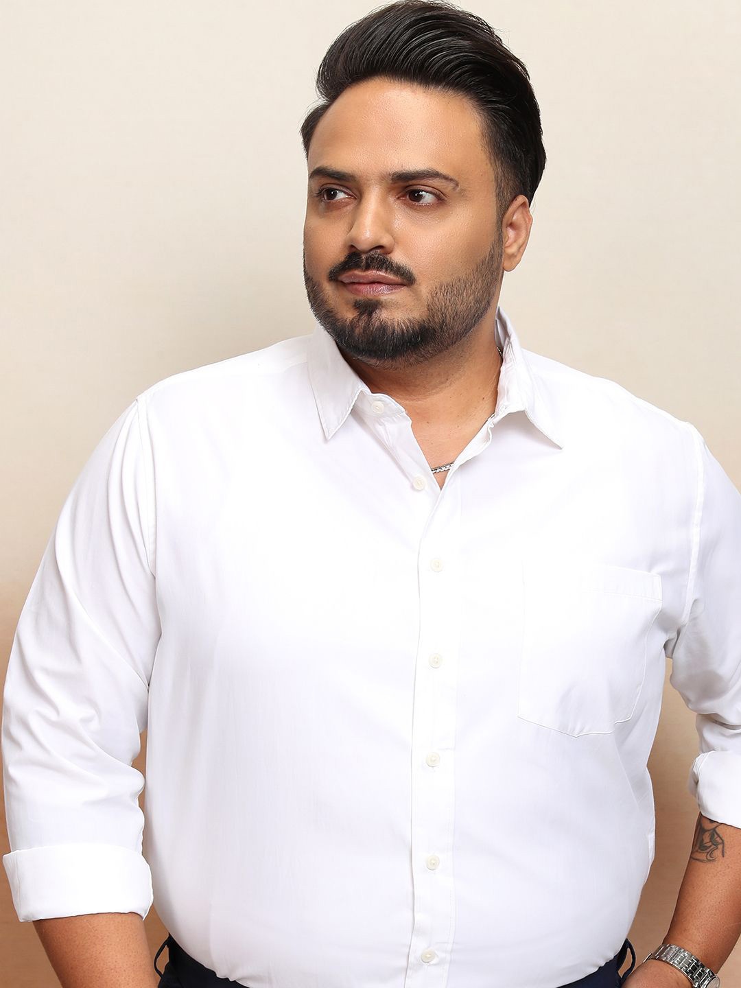 

HIGHLANDER Men Solid Plus size Regular Fit Casual Shirt, White