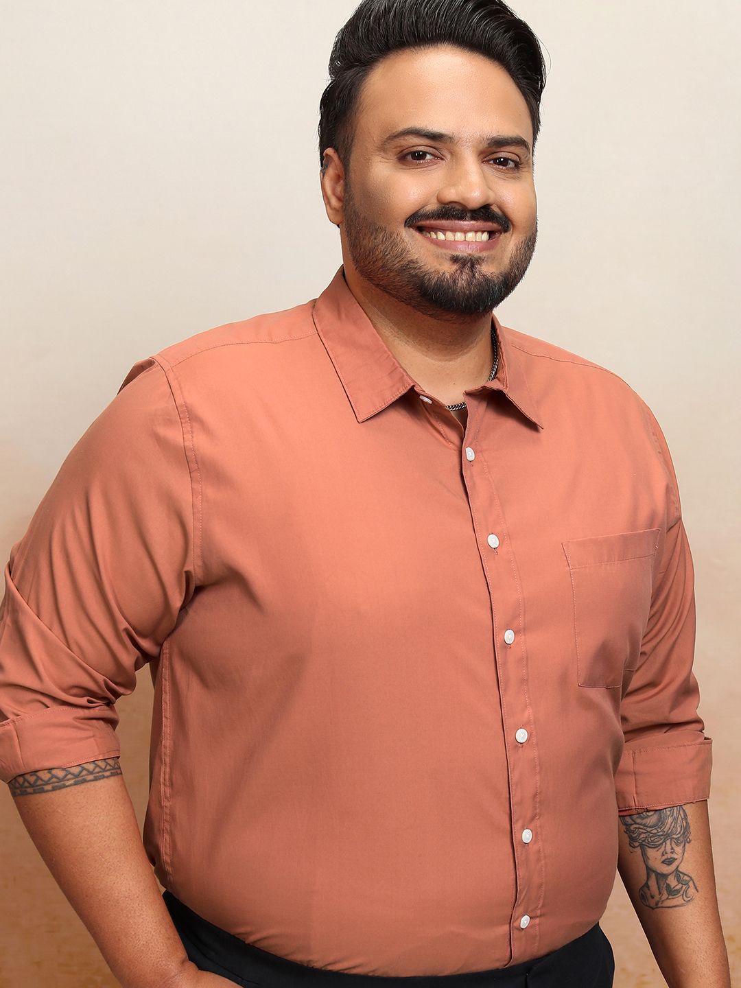 

HIGHLANDER Men Plus size Regular Fit Casual Shirt, Orange