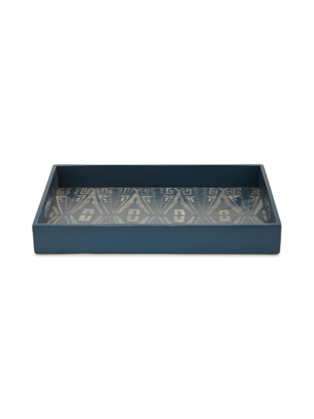

Fabindia Adhrit Blue Printed Wooden Serving Tray