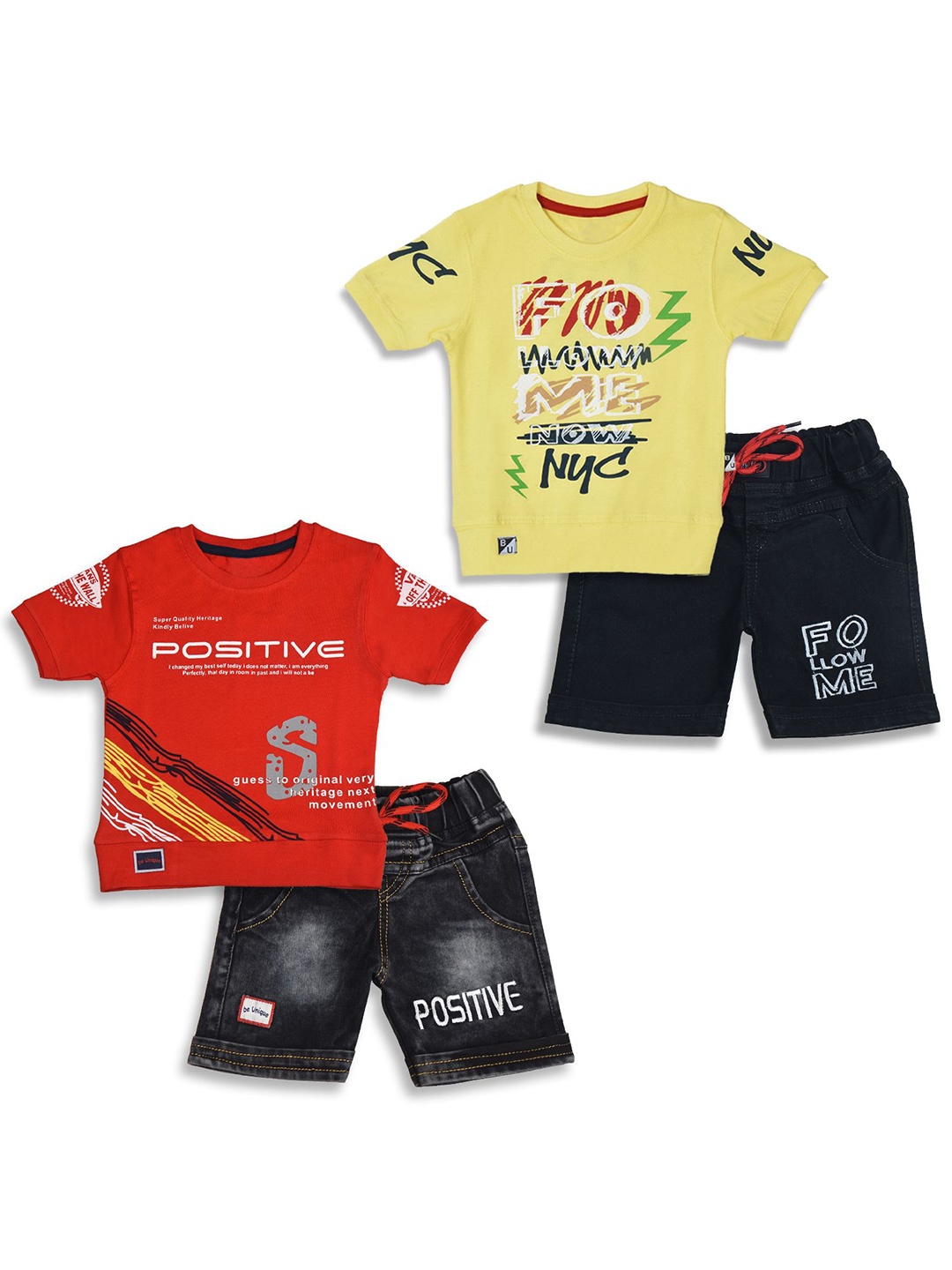 

BAESD Boys Printed T-shirt with Shorts, Red