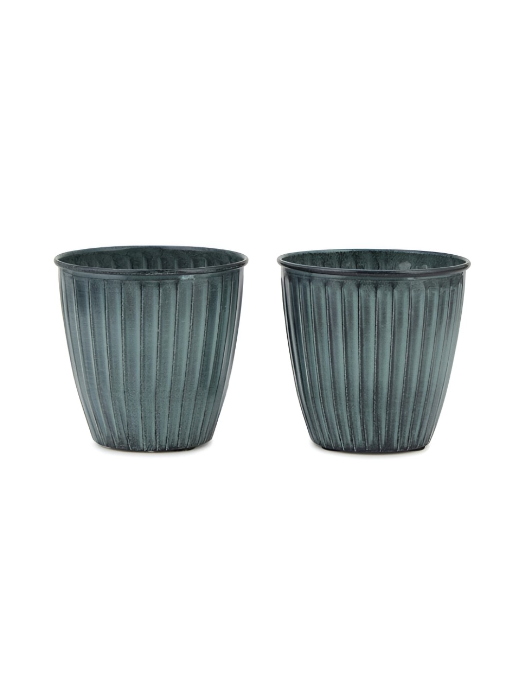 

Fabindia Blue Textured Metal Planters