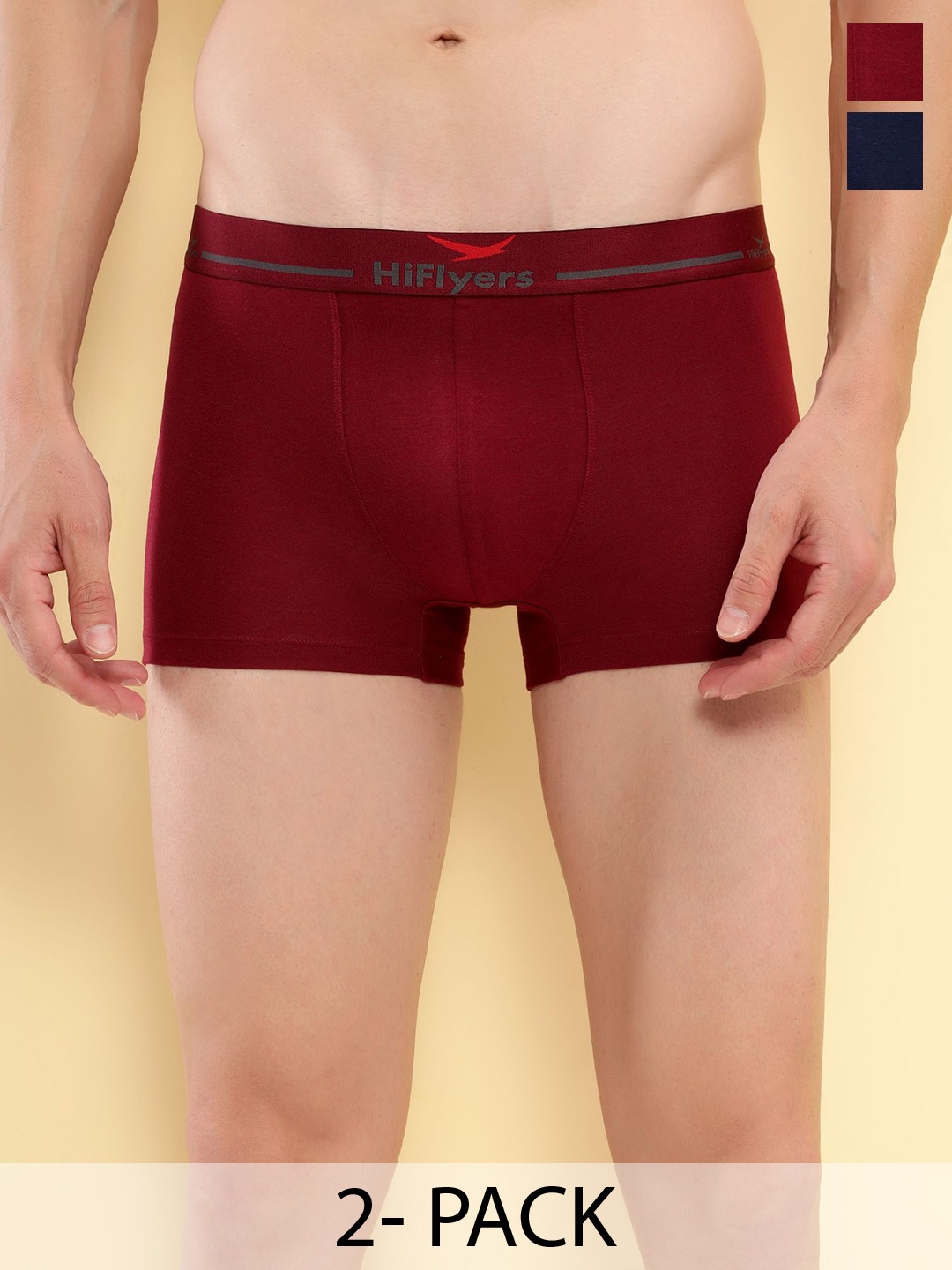 

HiFlyers Men Pack Of 2 Odour-Free Trunks, Maroon