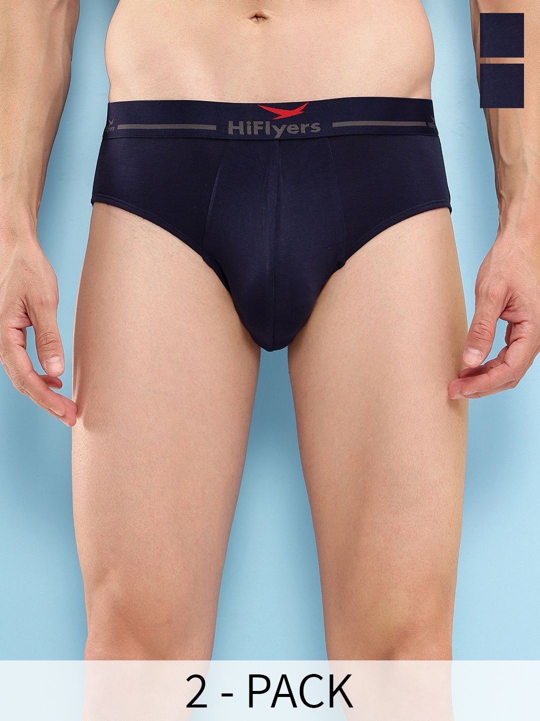 

HiFlyers Men Pack Of 2 Premium Basic Briefs HF602_PO2_NVY-NVY_S, Navy blue