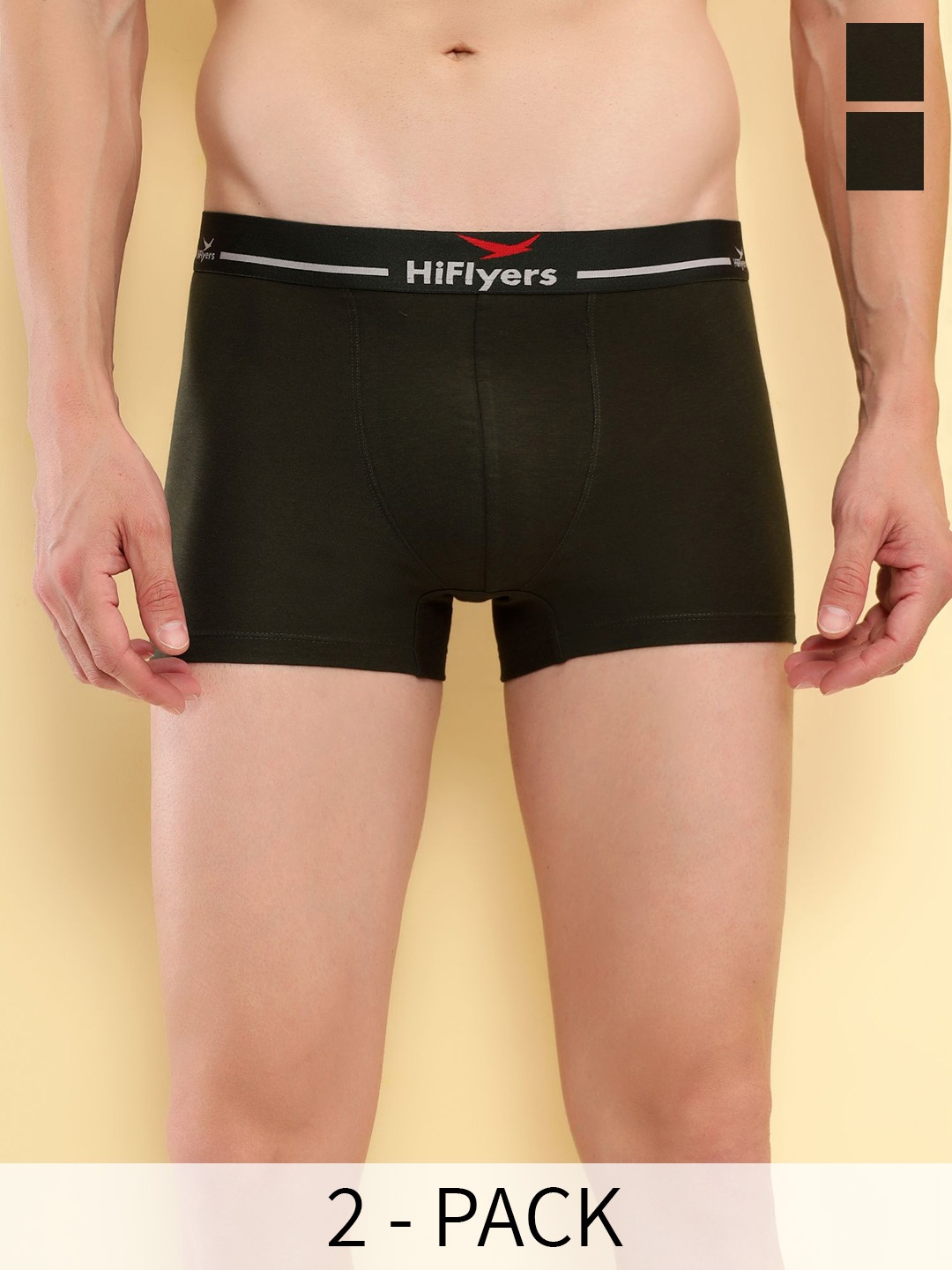 

HiFlyers Men Breathability Pack Of 2 Long Trunks HF501_PO2_OLV-OLV_L-OLIVE