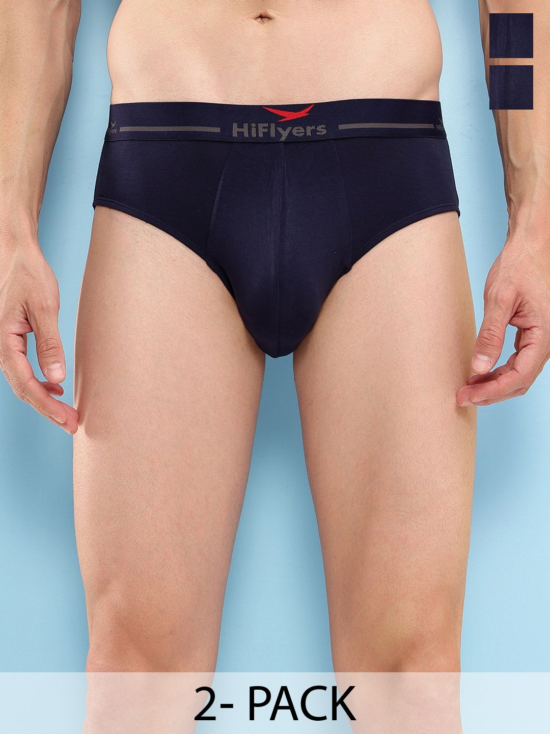 

HiFlyers Men Pack of 3 Silky Soft Odour Free Micro Modal Brief HF602_PO3_NVY_S, Navy blue