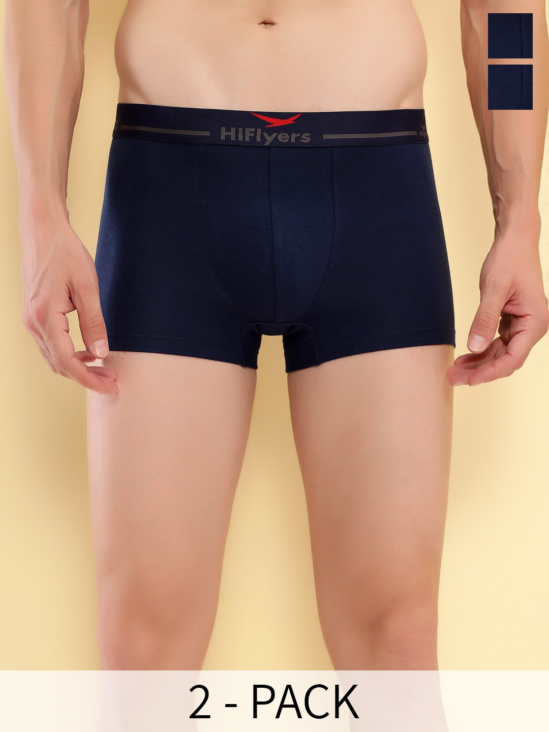 

HiFlyers Men Breathability Pack Of 2 Long Trunks, Navy blue