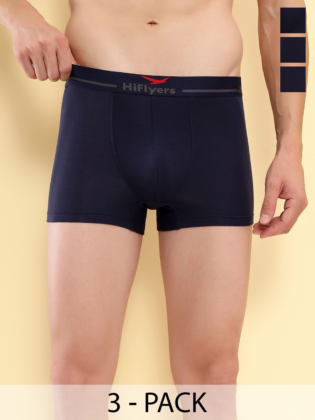 HiFlyers Pack Of 3 Breathability Trunks HF601_PO3_NVY_S, Navy blue