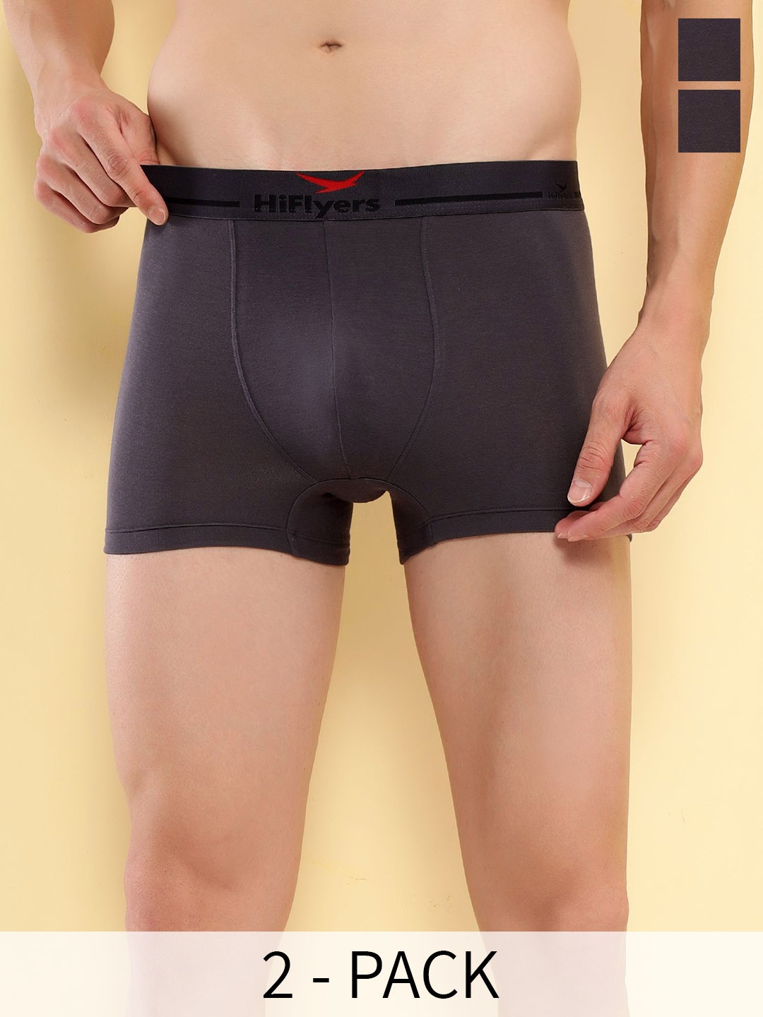 

HiFlyers Men Pack of 2 Odour-Free Trunks HF601_PO2_GRY-GRY_L-Grey