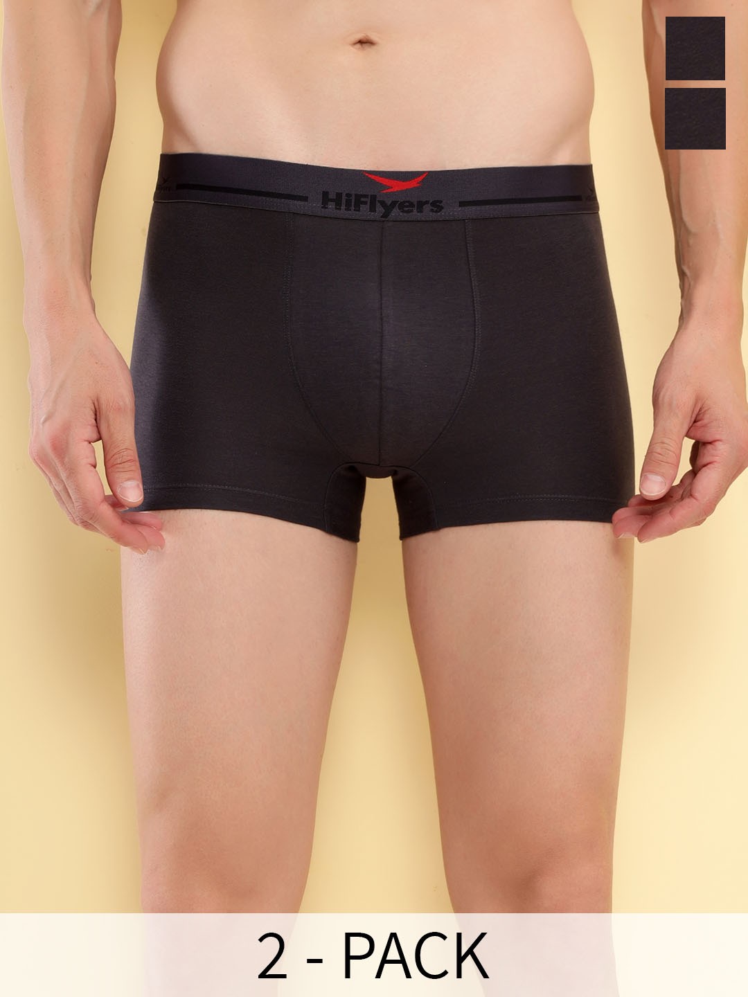

HiFlyers Pack Of 2 Odour-Free Trunks HF501_PO2_GRY-GRY_S, Grey