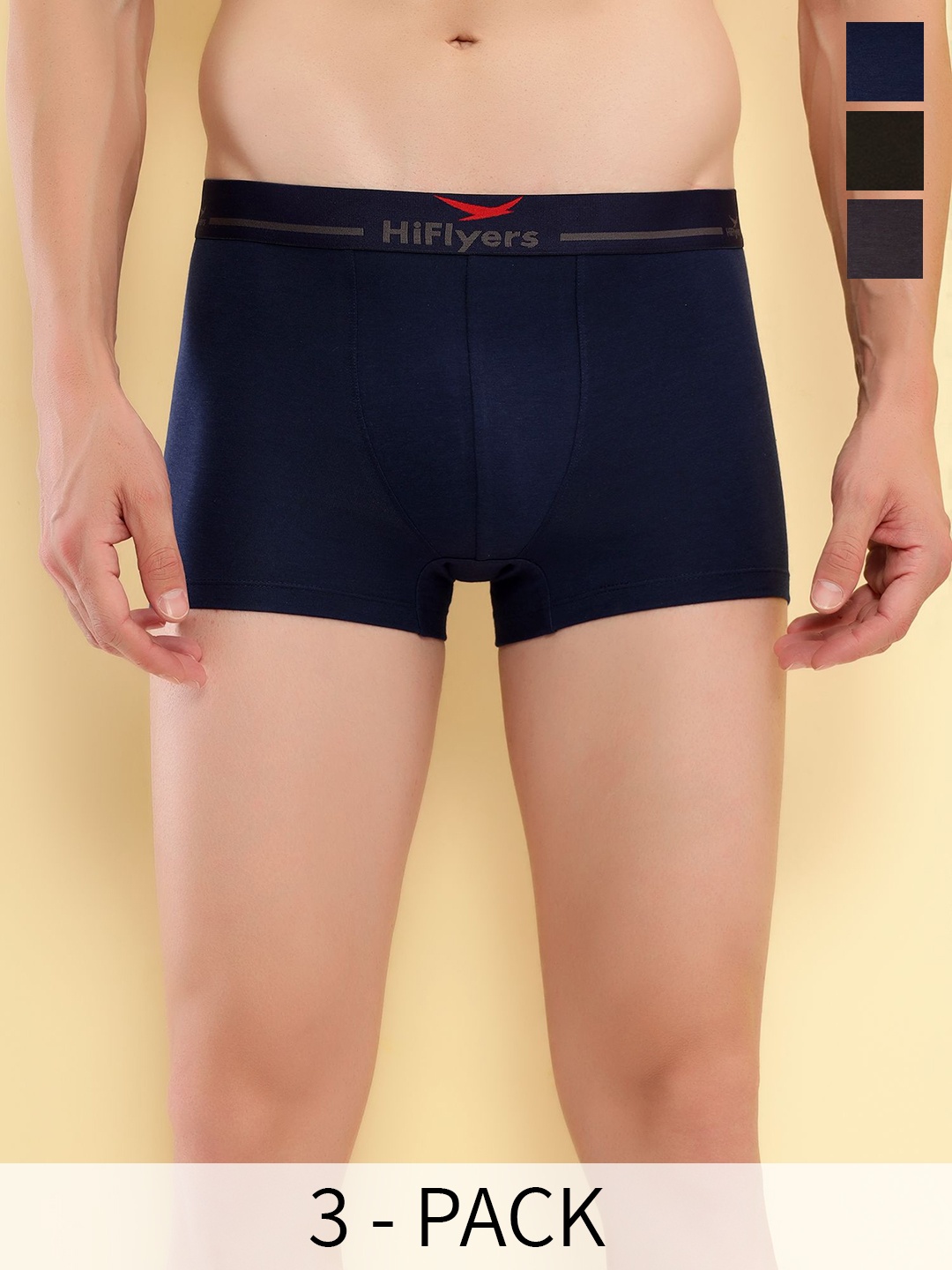 HiFlyers Pack Of 3 Breathability Trunks HF501_PO3_GNO_S, Grey