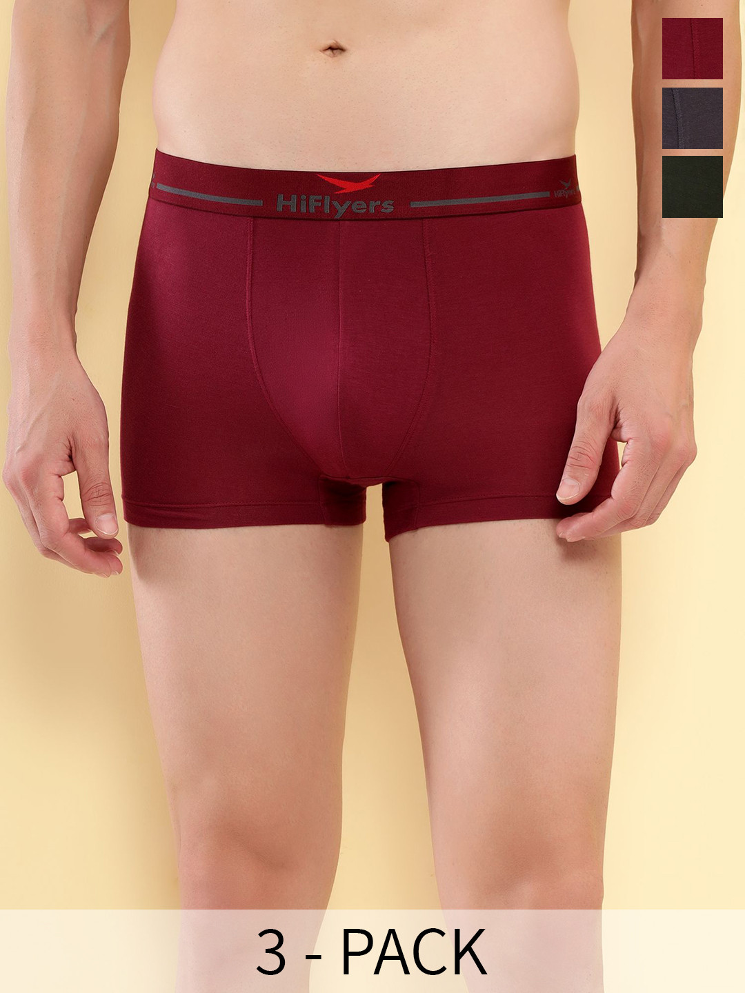 

HiFlyers Pack Of 3 Breathability Trunks HF601_PO3_GMO_S, Grey