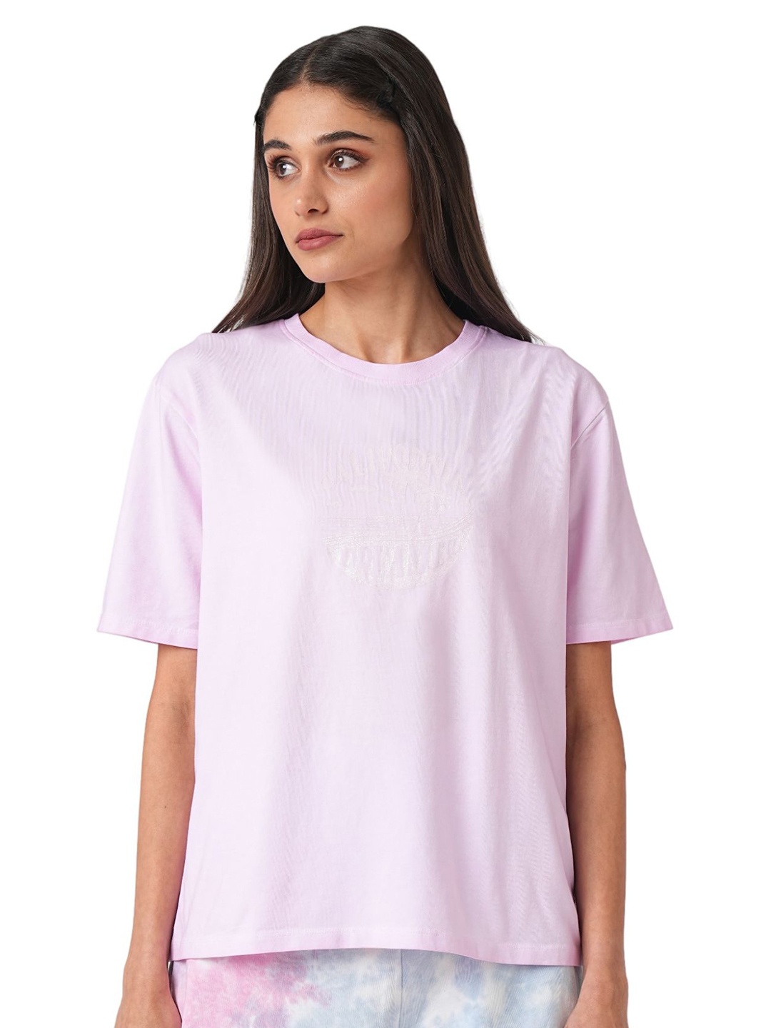 

Kraus Jeans Women People & Places Printed Round Neck T-shirt, Lavender