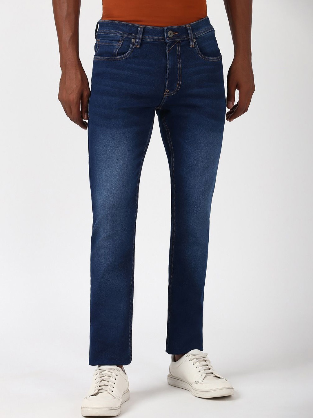 

Peter England Casuals Men Tapered Fit Light Fade Jeans, Navy blue