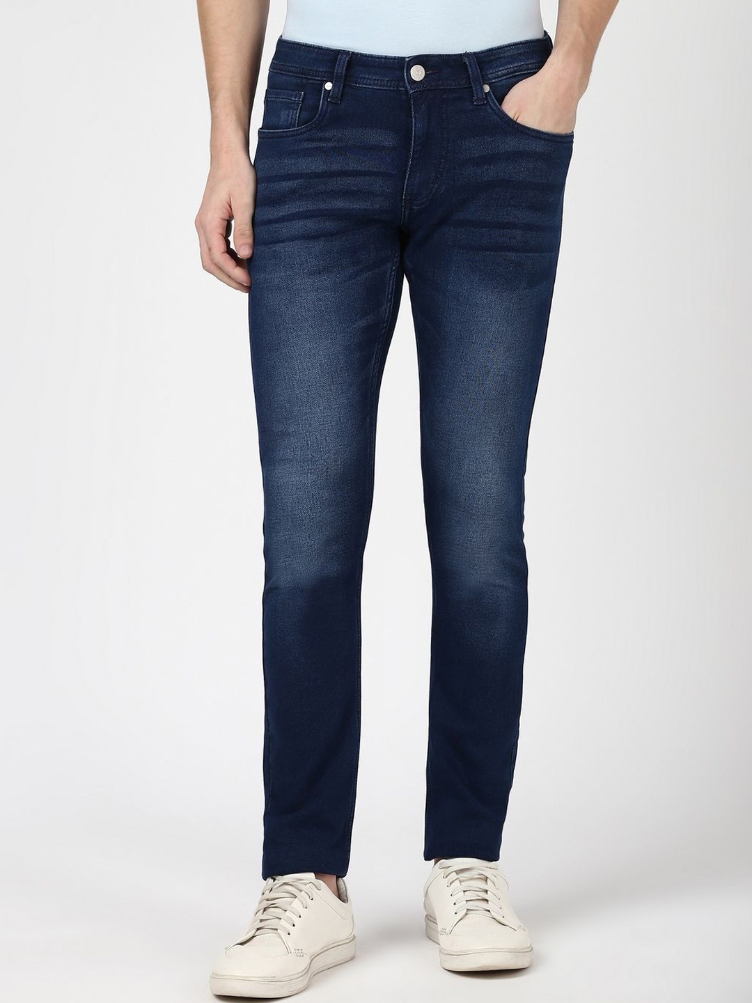

Peter England Casuals Men Skinny Fit Light Fade Jeans, Navy blue