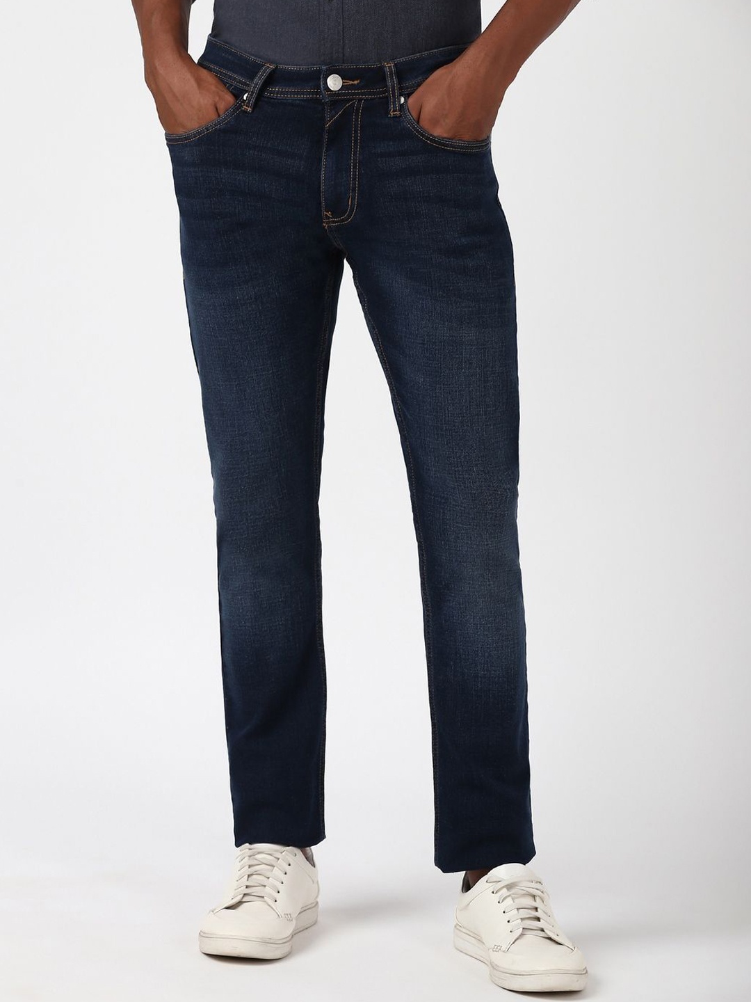 

Peter England Casuals Men Tapered Fit Light Fade Jeans, Navy blue