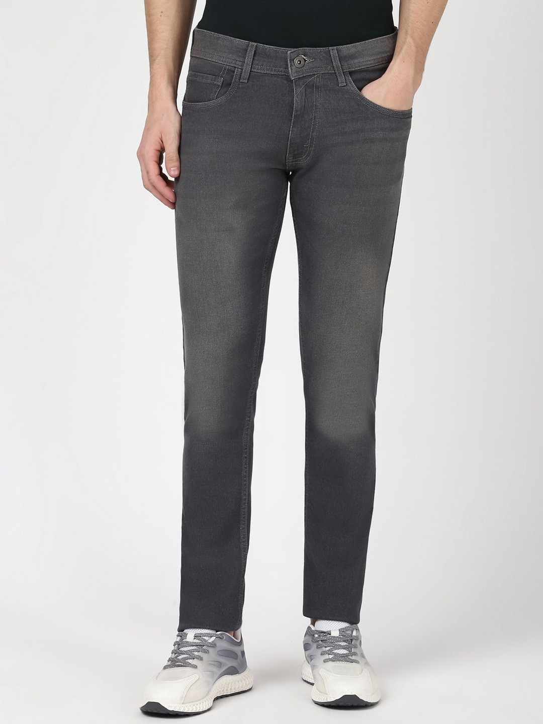 

Peter England Casuals Men Skinny Fit Light Fade Jeans, Grey