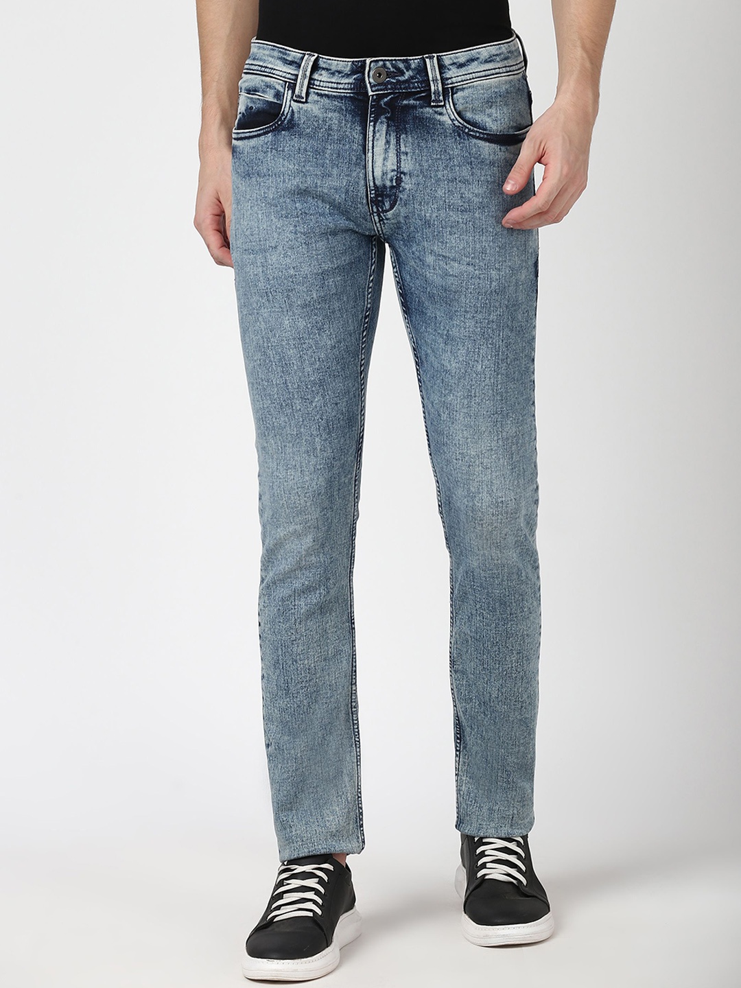 

Peter England Casuals Men Slim Fit Heavy Fade Jeans, Blue