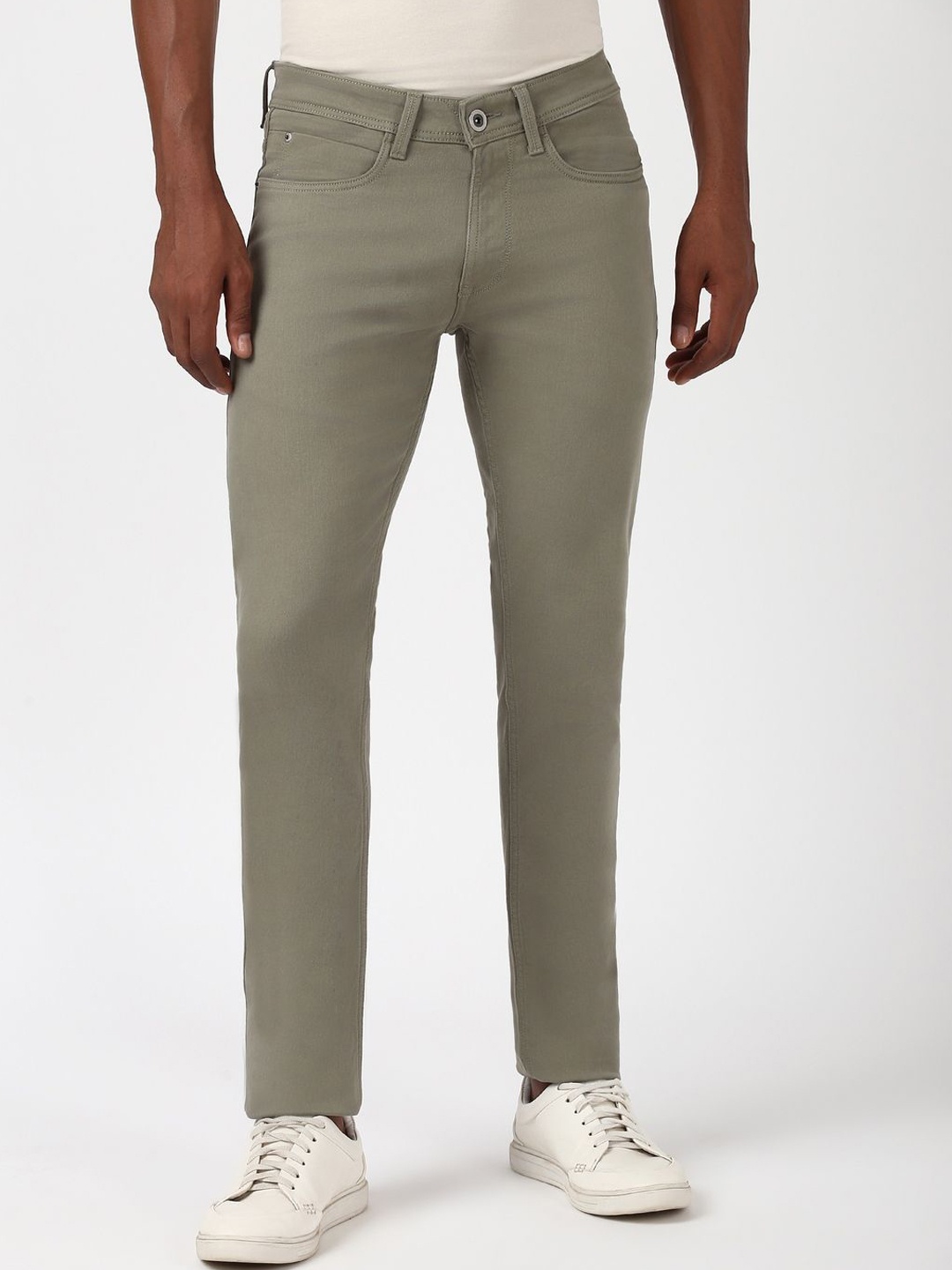 

Peter England Casuals Men Slim Fit Mid-Rise Jeans, Olive