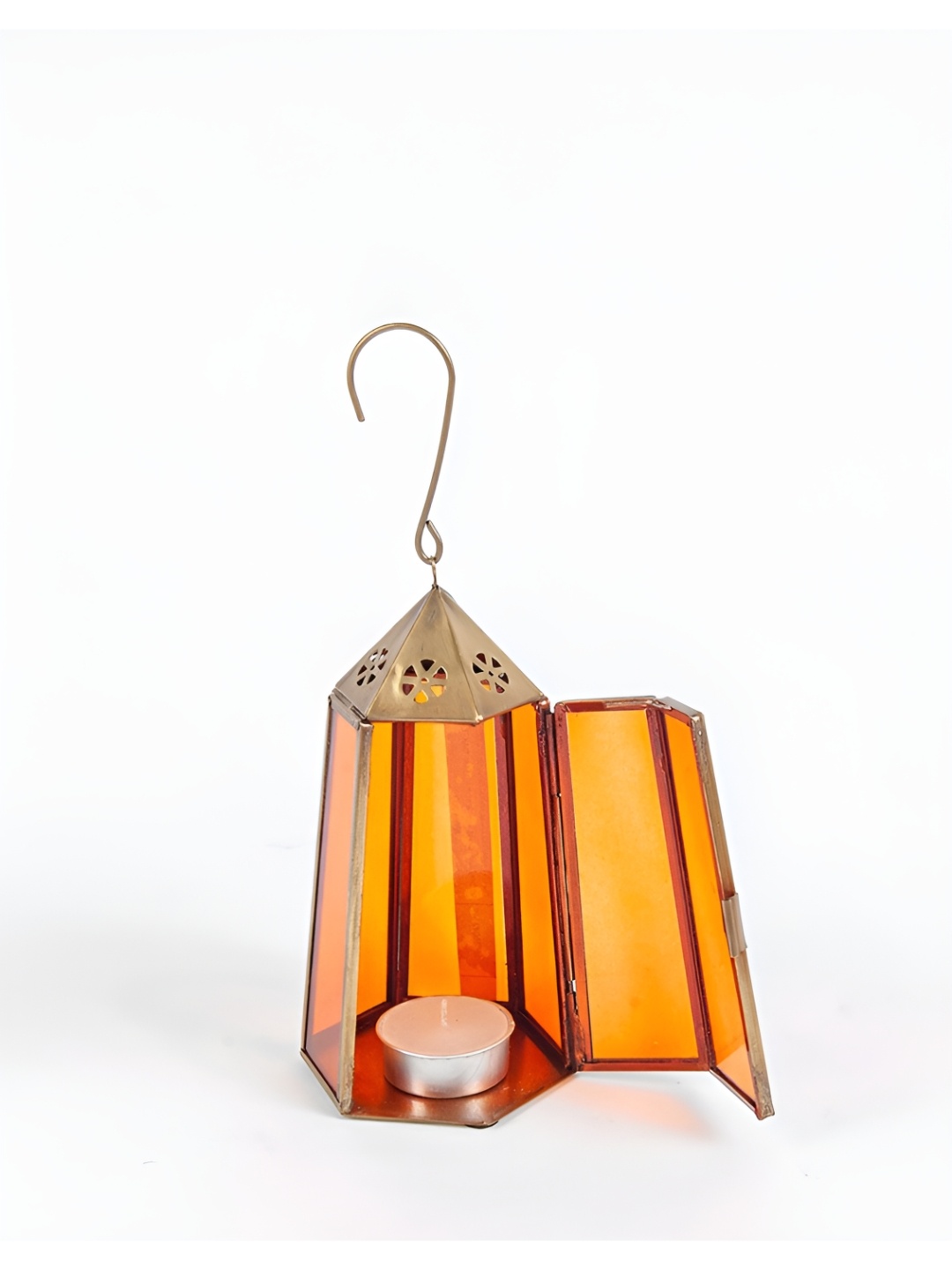 Fabindia Bronze-Toned Glass Frusturical Shaped Table Lamp