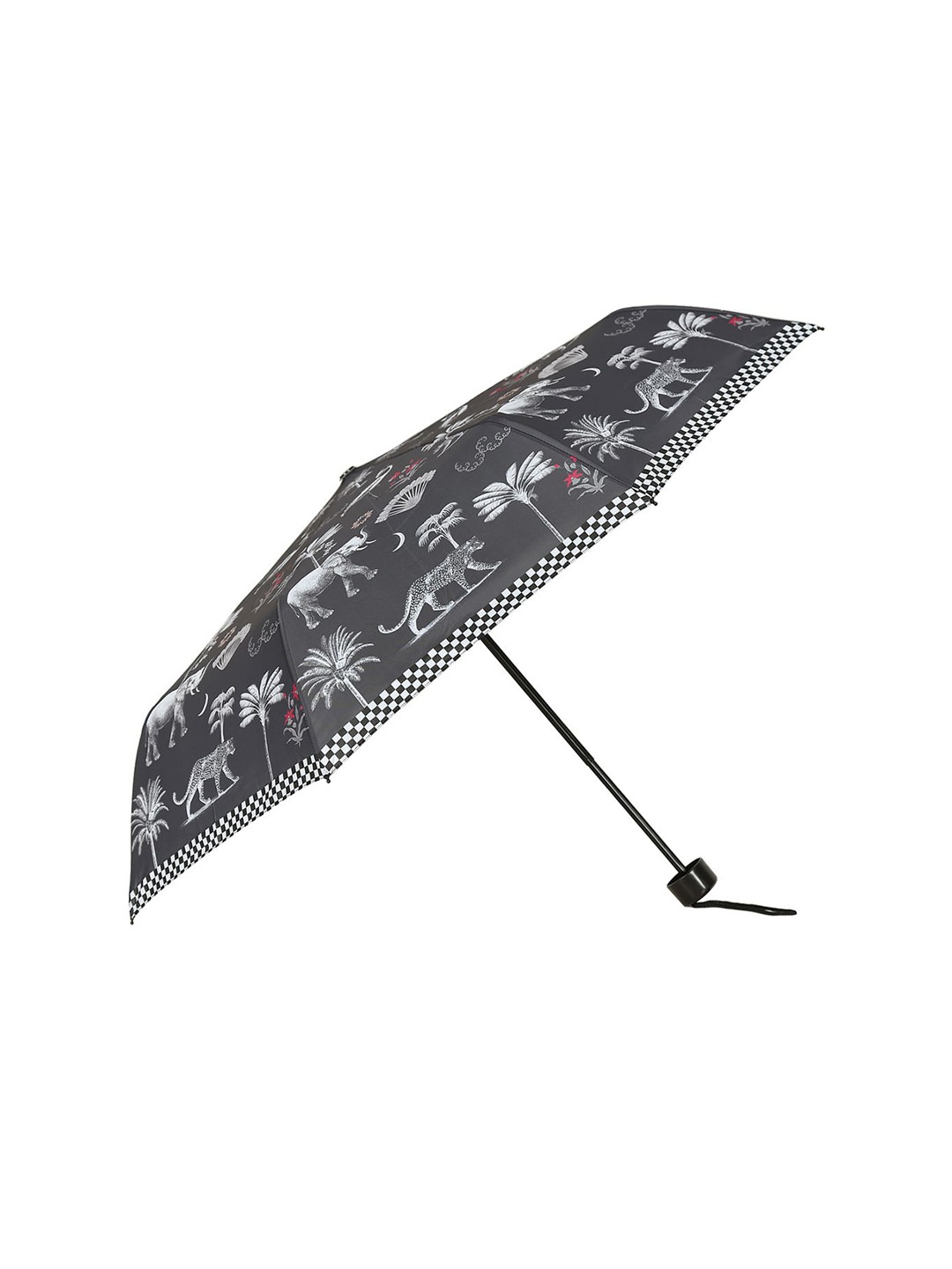 

India Circus by Krsnaa Mehta Animal Creations 3 Fold Cartoon Characters Umbrellas, Black