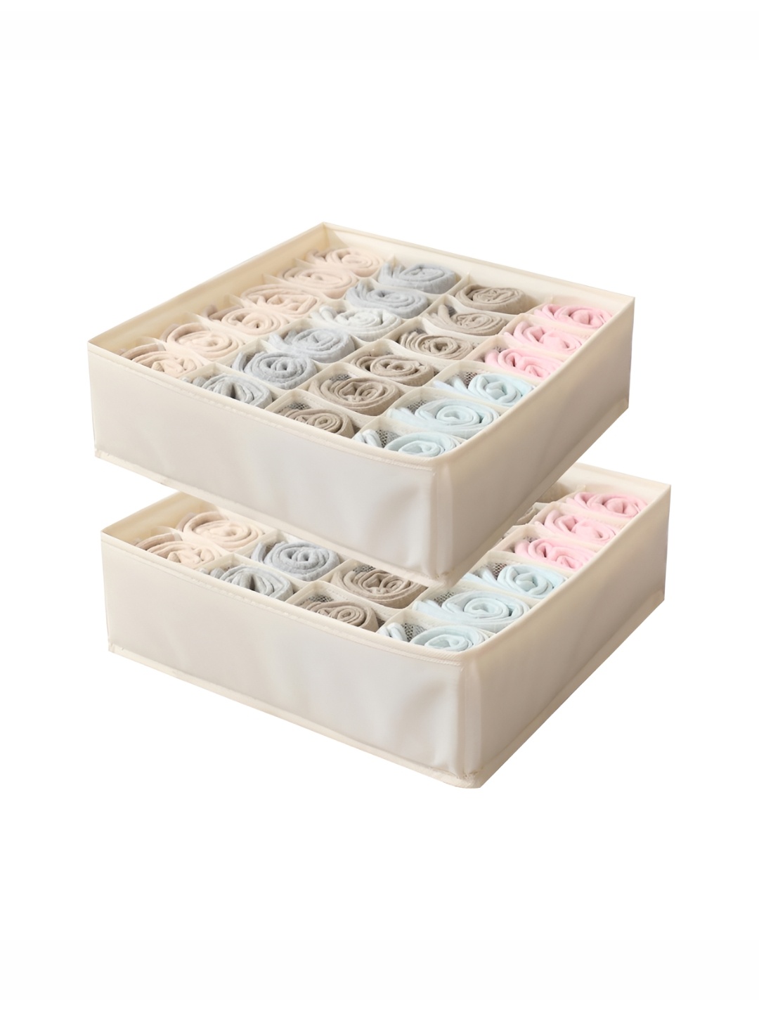 HOKIPO Beige Set of 2 Regular Multi-Utility Organisers
