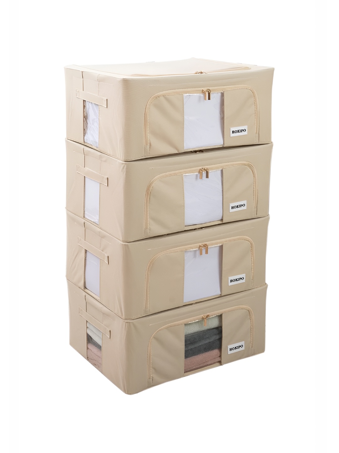 

HOKIPO Beige Set of 4 Regular Multi-Utility Organisers