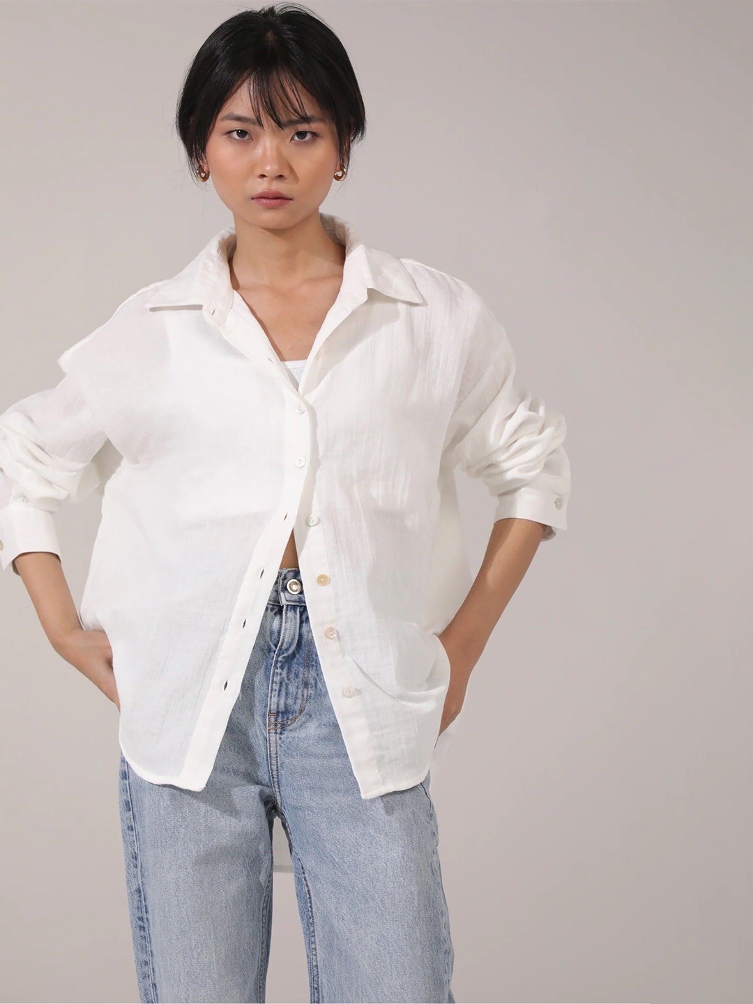 

BOTNIA Women Opaque Casual Cotton Shirt, White