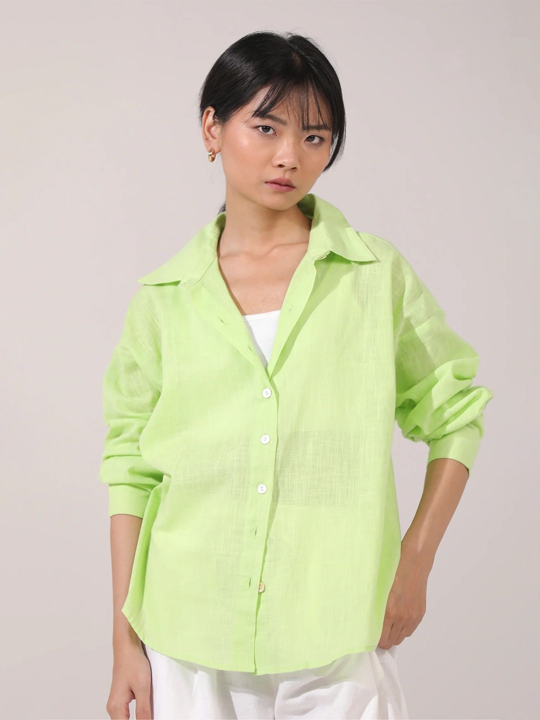 

BOTNIA Women Opaque Casual Shirt, Green