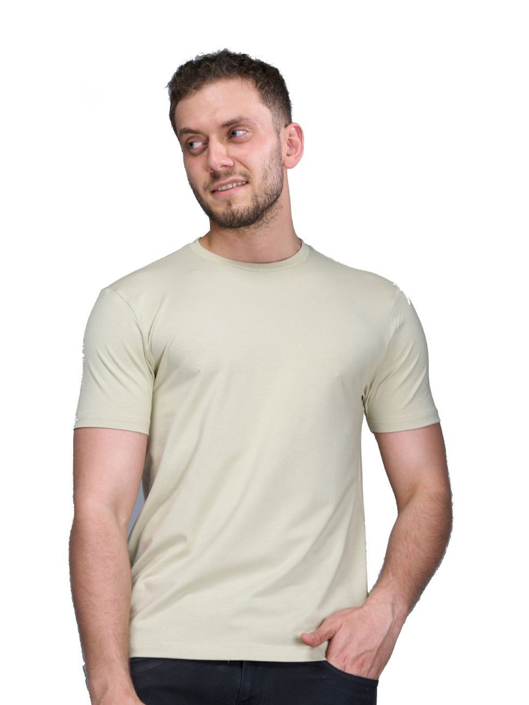 

INTERWOVE Men Solid Bamboo Cotton Slim Fit T-shirt, Beige