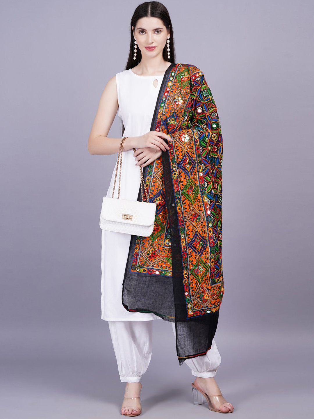 

KALINI Women Regular Thread Work Kurta with Trousers & With Dupatta, White