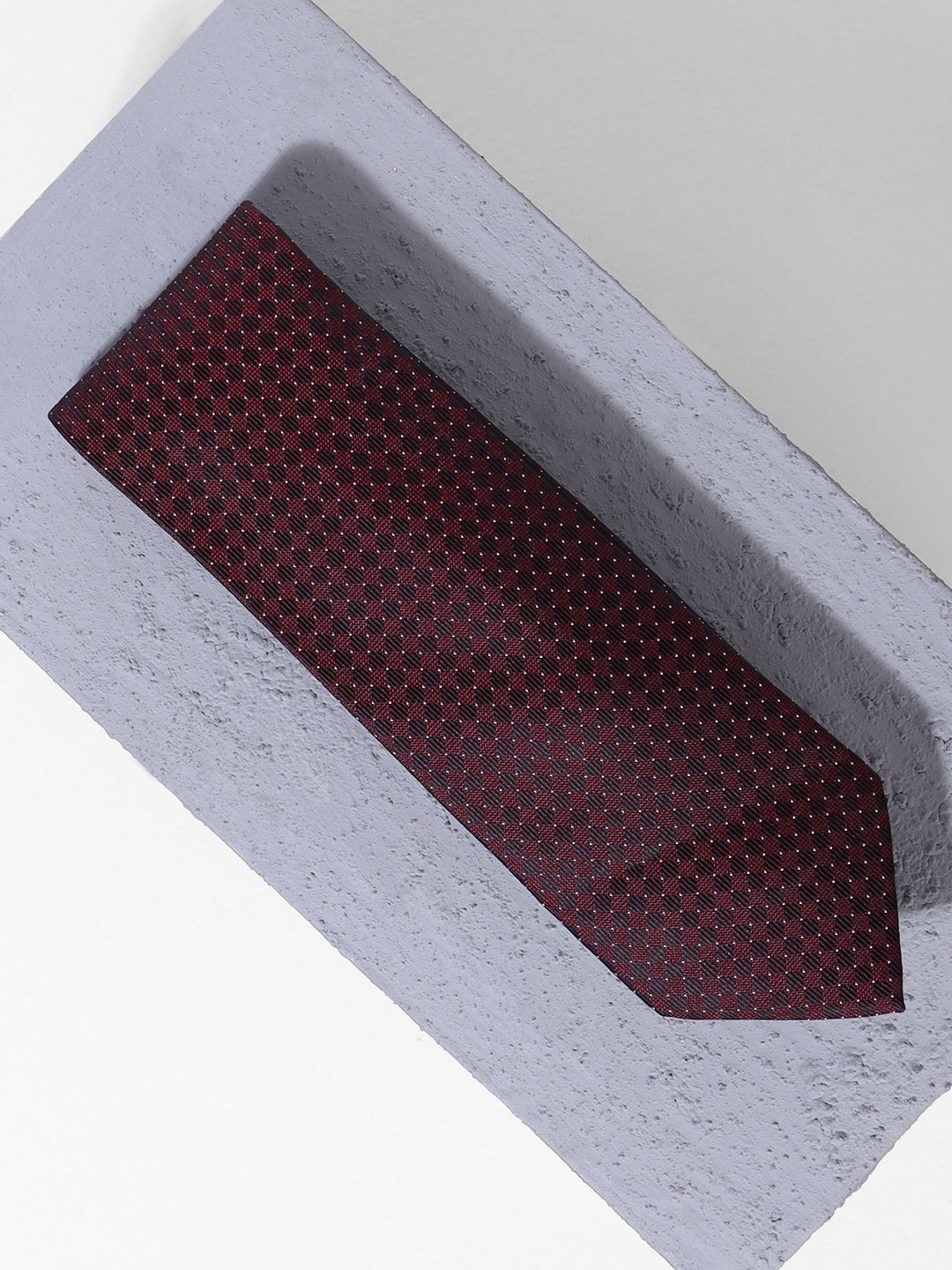 

Louis Philippe Men Woven Design Skinny Tie, Maroon