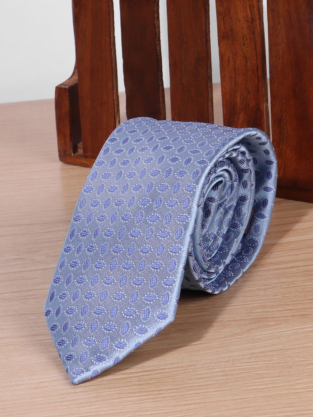 

Louis Philippe Men Woven Design Skinny Tie, Blue