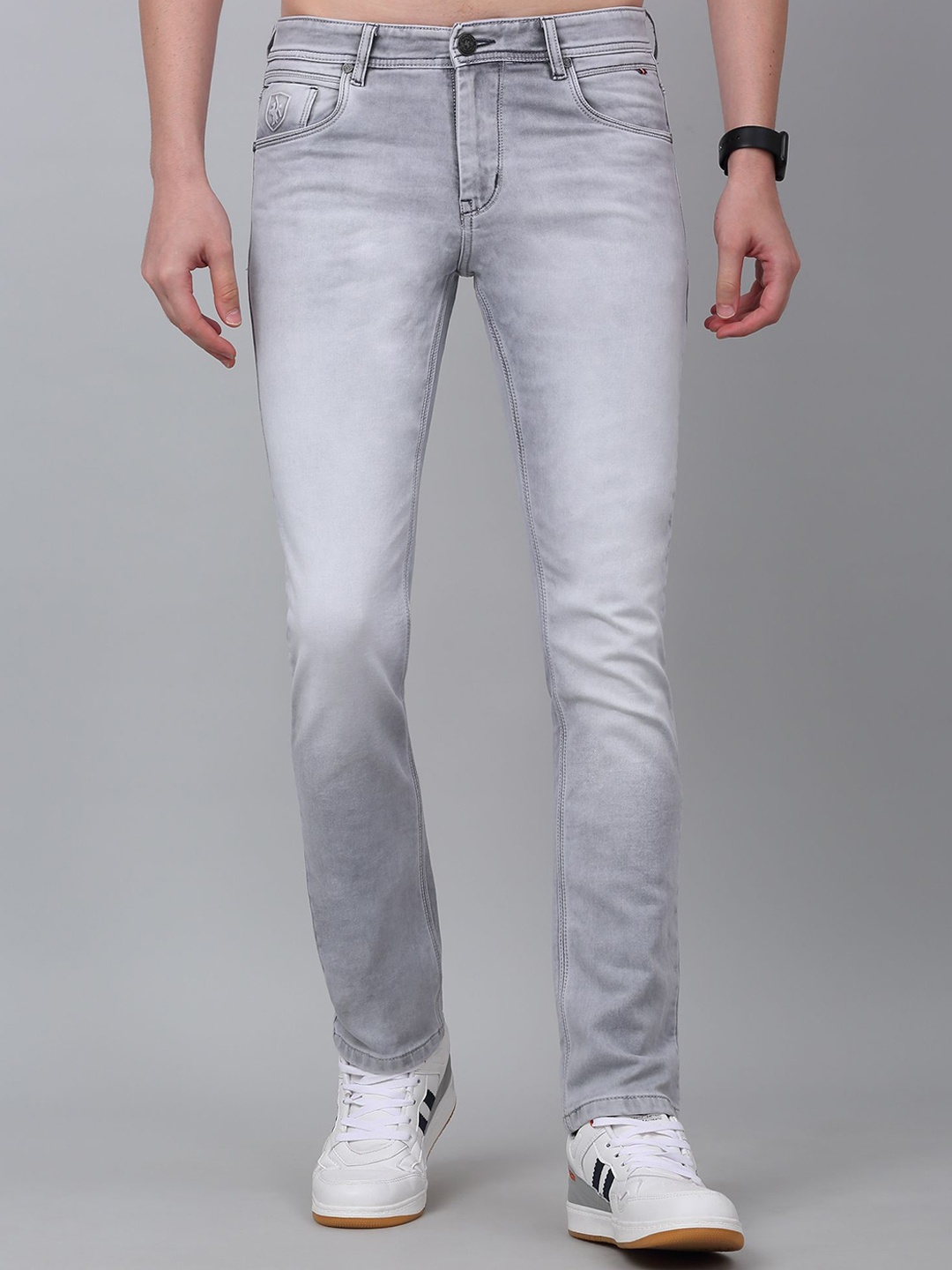 

Cantabil Men light Fade Mid-Rise Stretchable Jeans, Grey