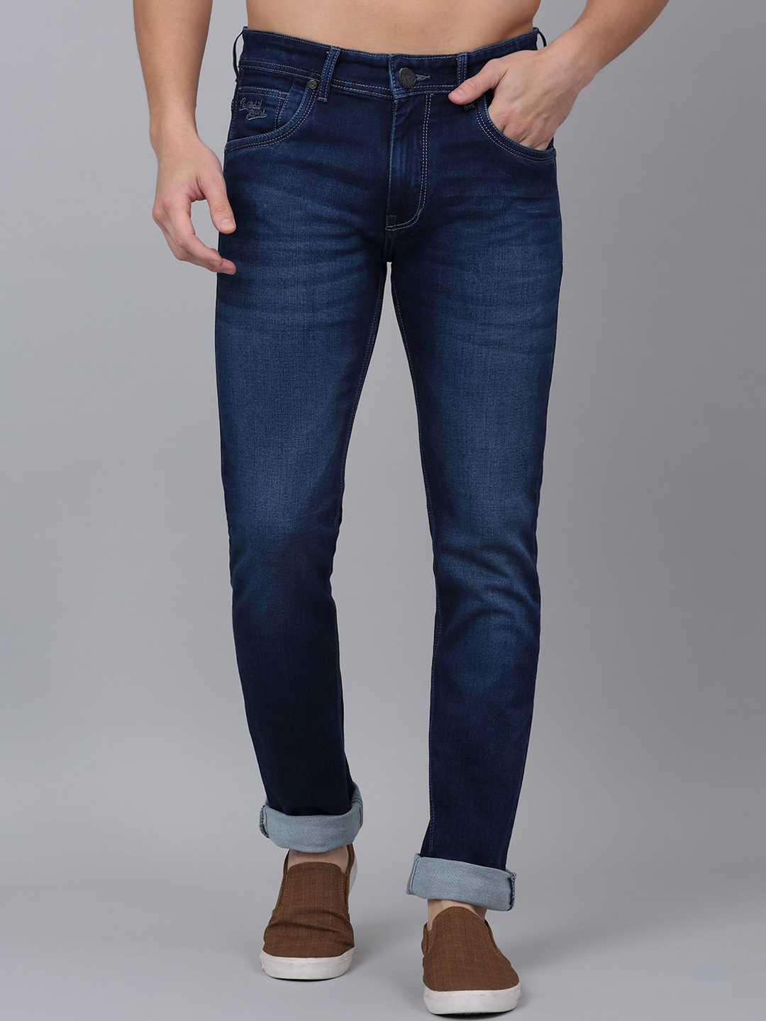 

Cantabil Men heavy Fade mid rise Stretchable Jeans, Blue