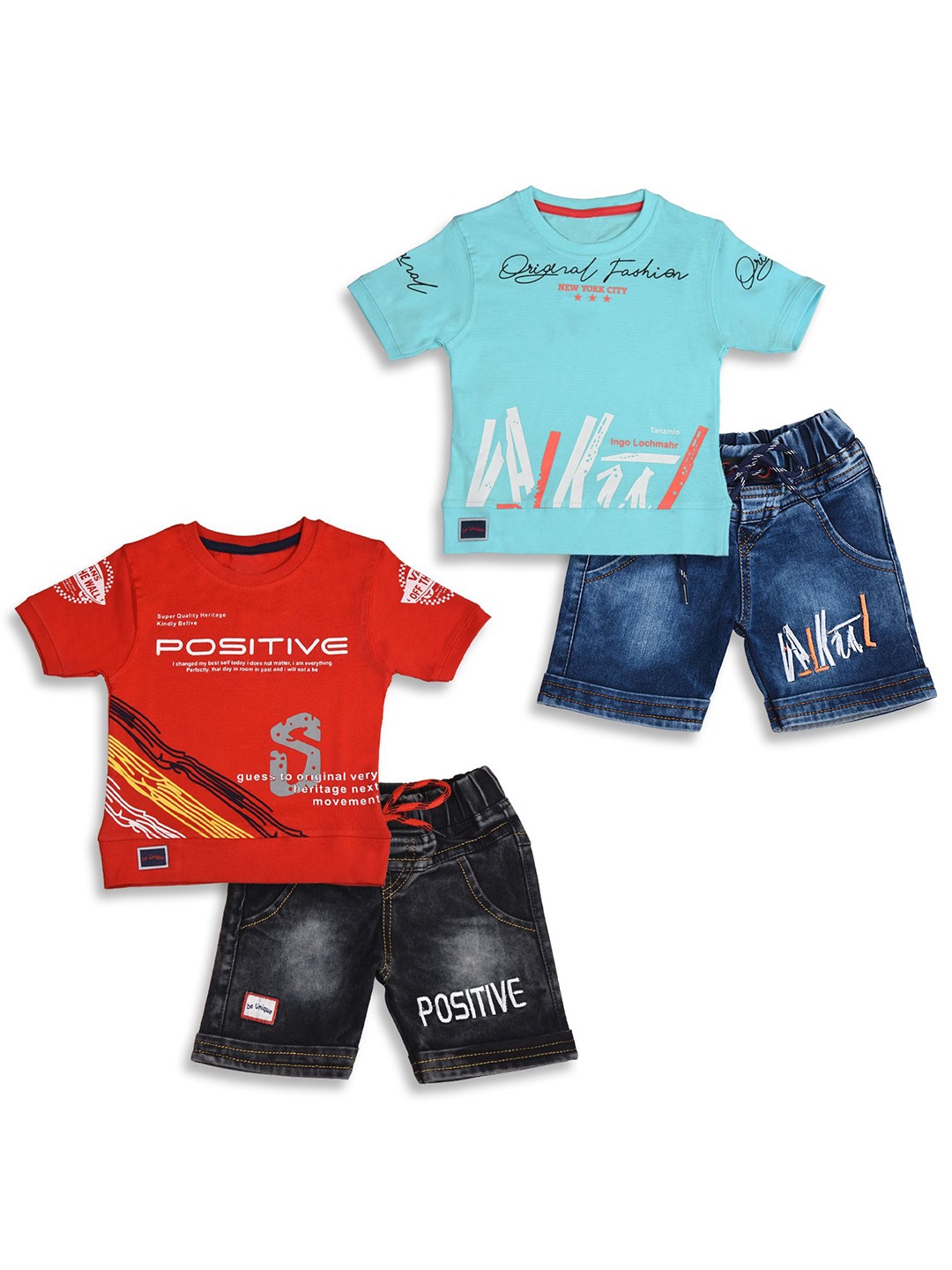 

BAESD Boys Printed T-shirt with Shorts, Red