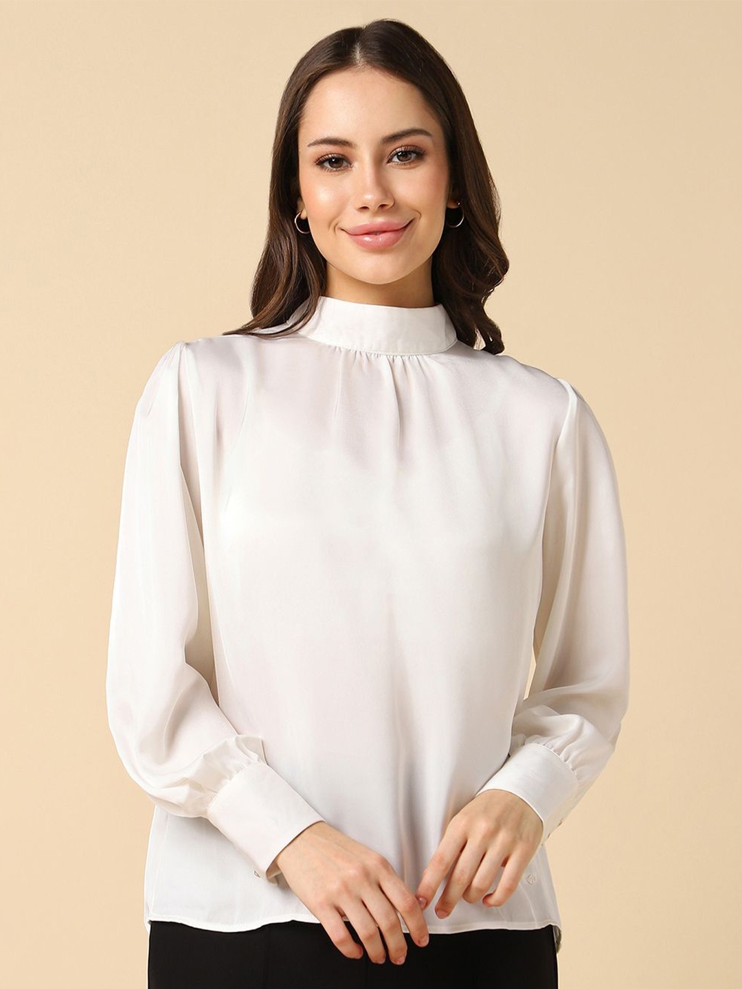 

Allen Solly Solid High Neck Top, White