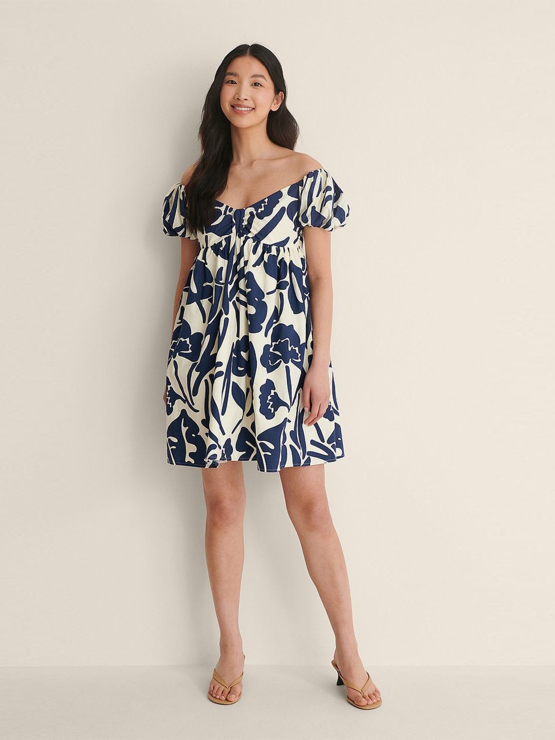

Roadster Crepe Floral Mini Fit and Flare Dress, Grey