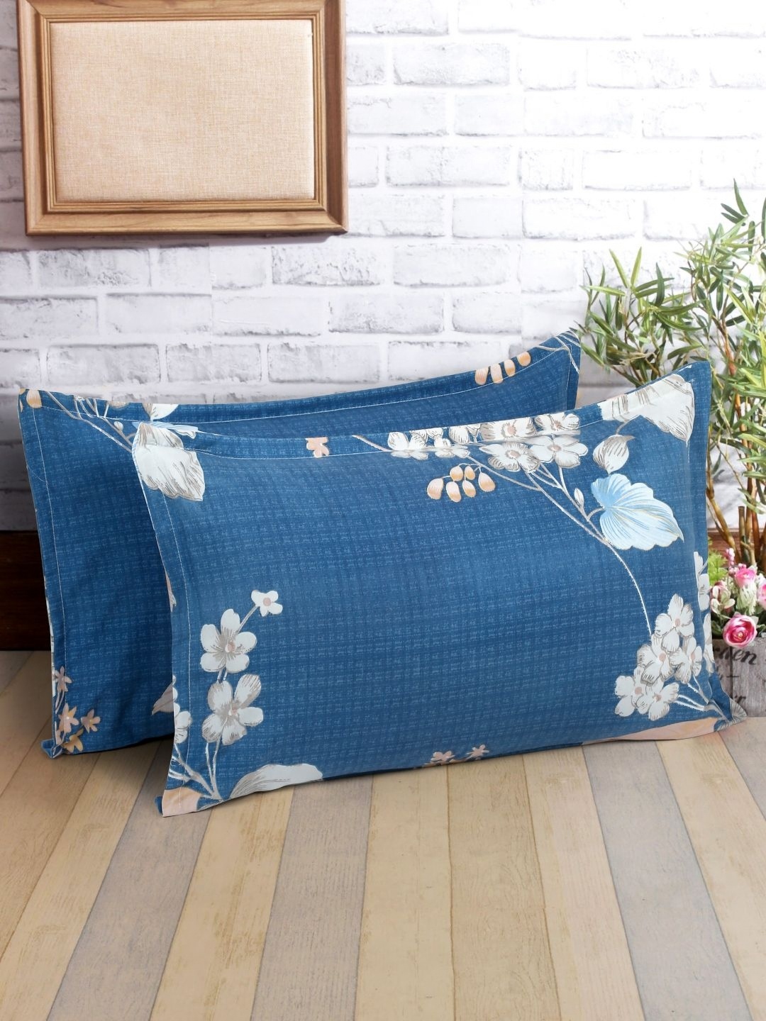 

Arrabi Blue & White 2 Pieces Abstract Linen Rectangle Pillow Covers