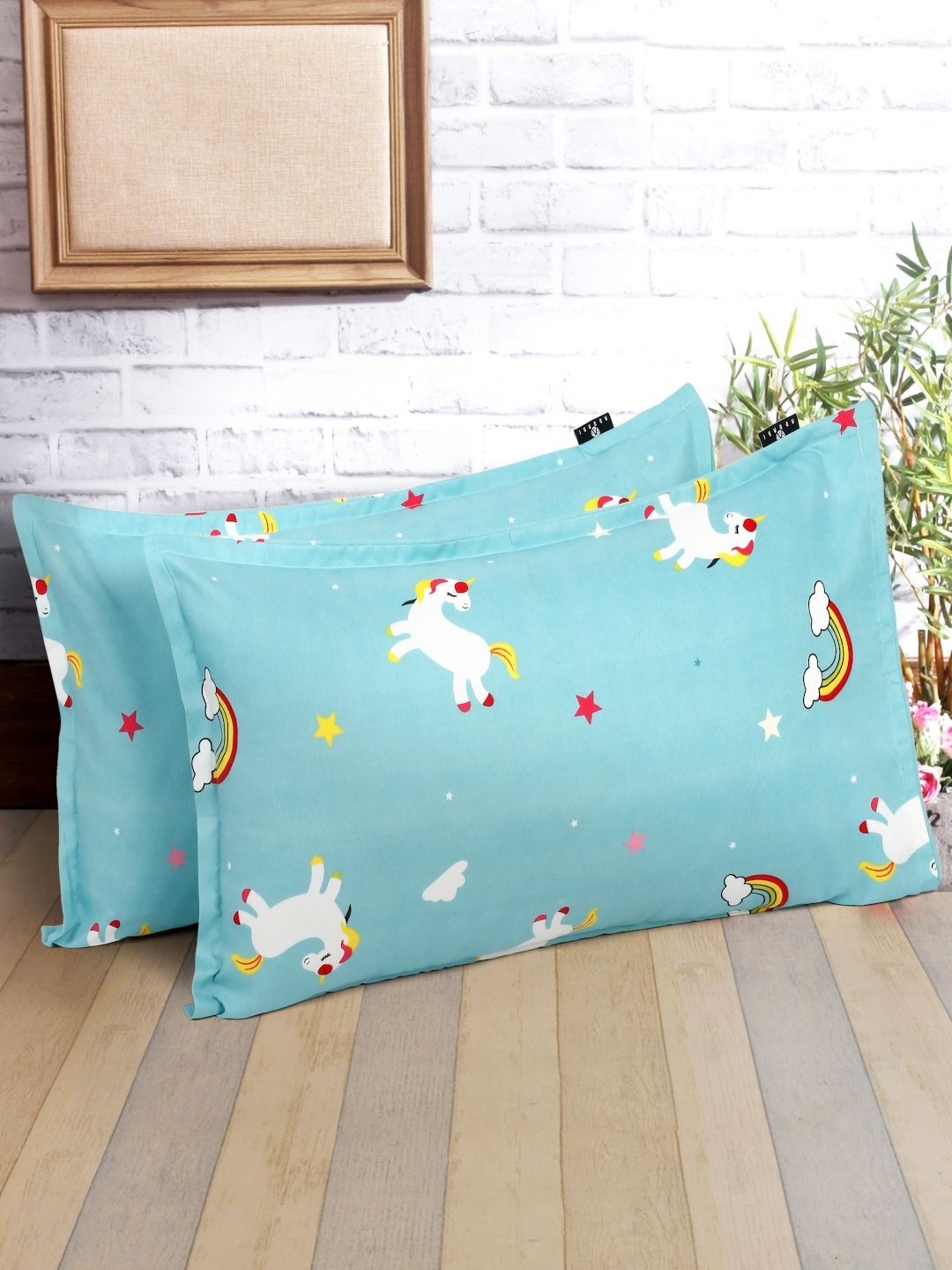 

Arrabi Blue & White 2 Pieces Abstract Linen Rectangle Pillow Covers