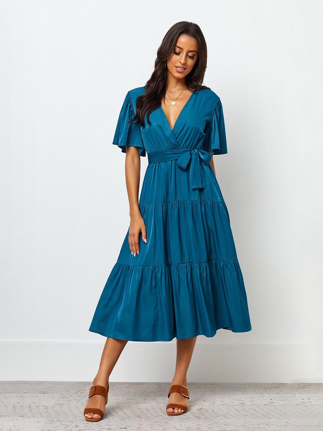 

The Roadster Lifestyle Co Satin A-Line Dress, Blue