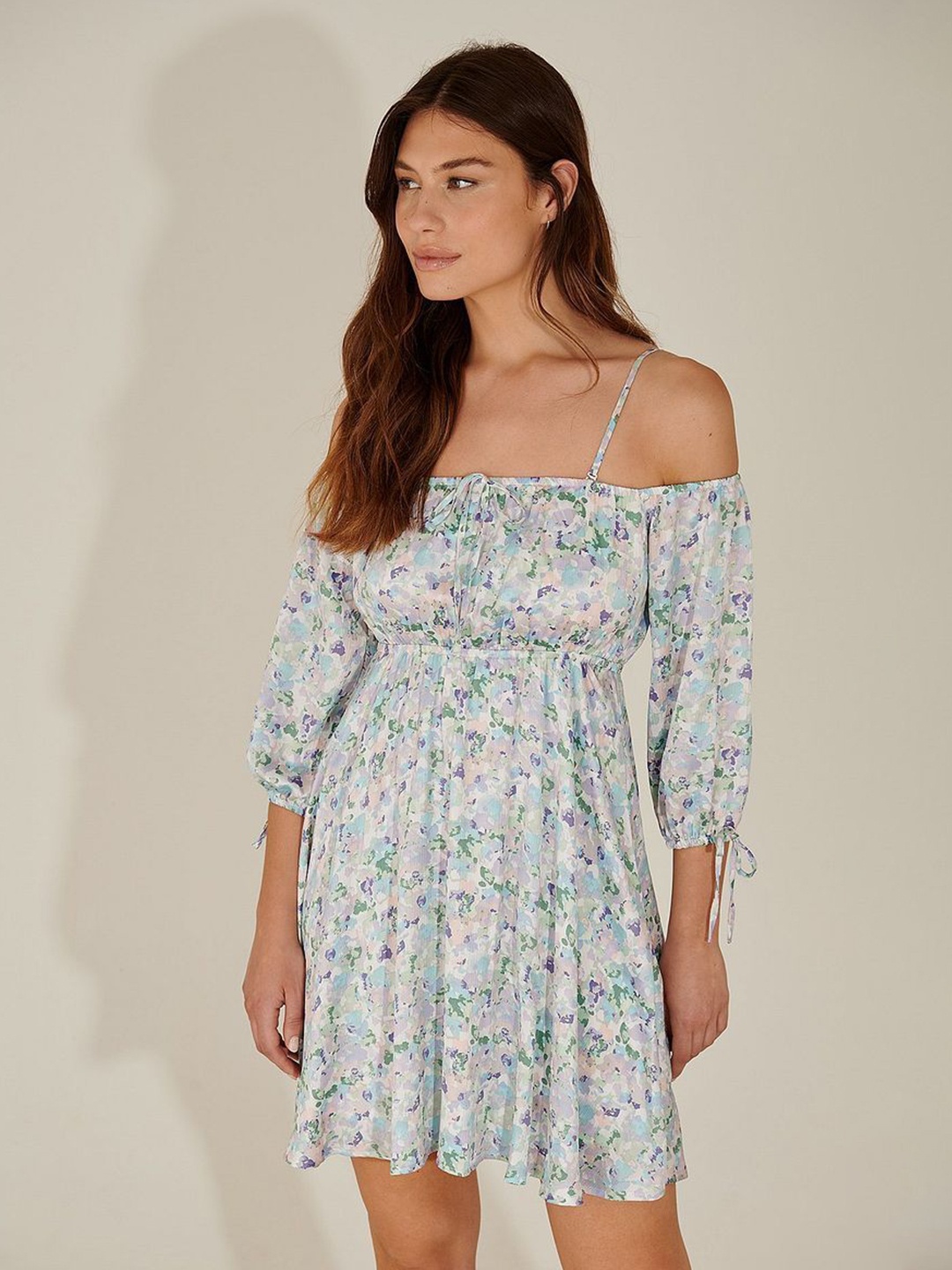 

Roadster Georgette Floral Mini Fit and Flare Dress, Blue