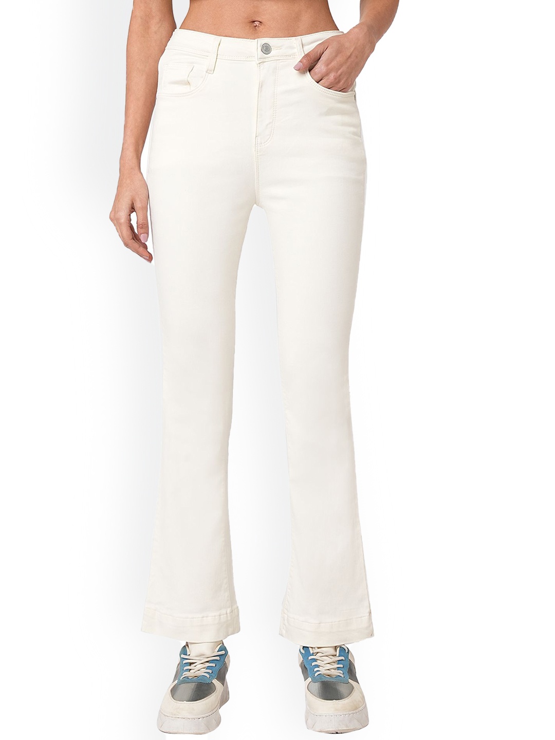 

Kraus Jeans Women Bootcut High-Rise Clean Look Jeans, Beige