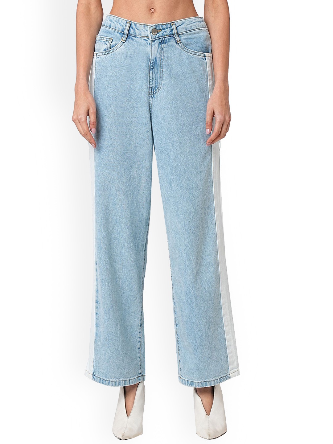 Kraus Jeans Women Wide Leg Mid-Rise Jeans, Blue