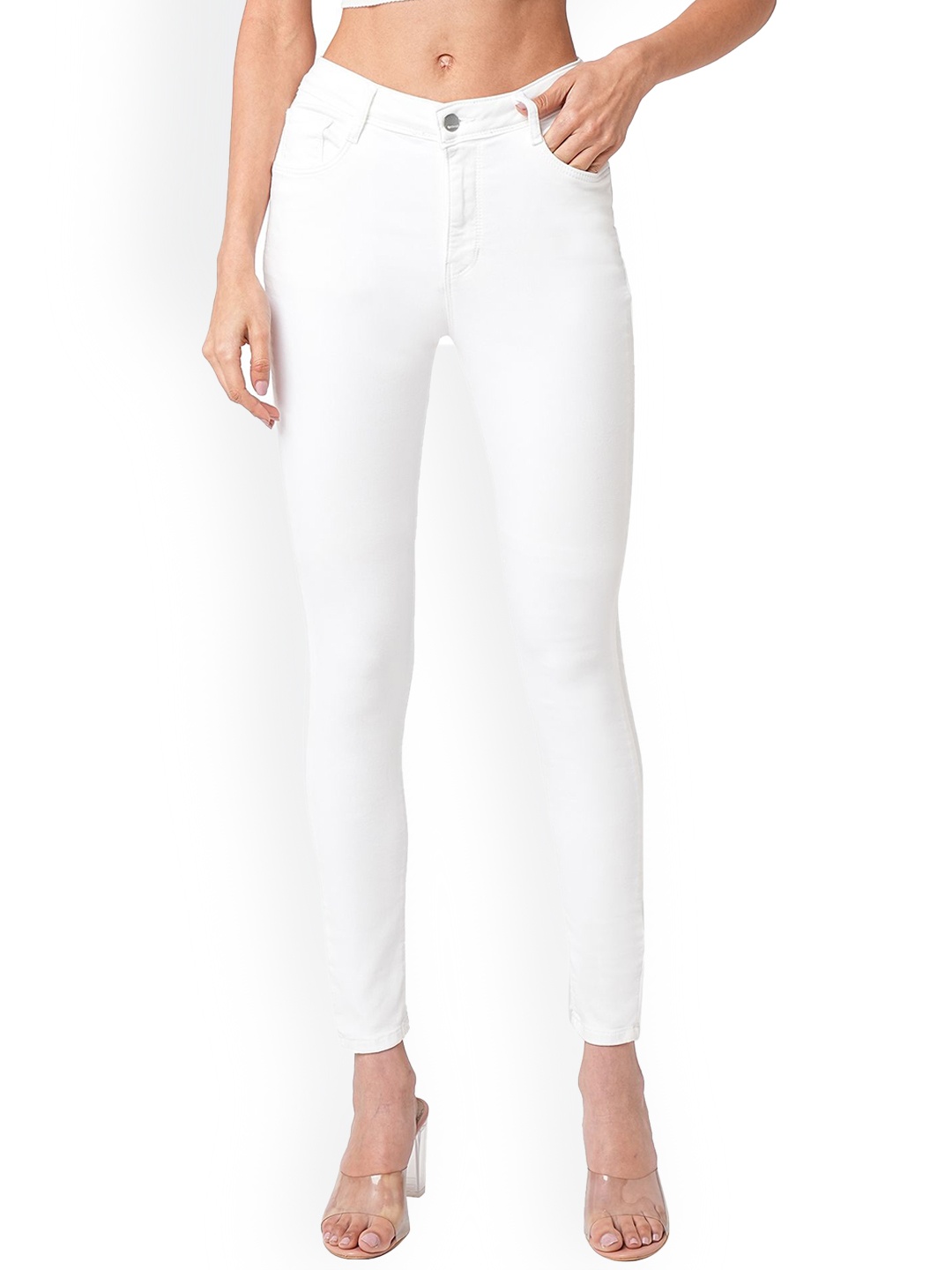 

Kraus Jeans Women Skinny Fit Mid-Rise Jeans, White