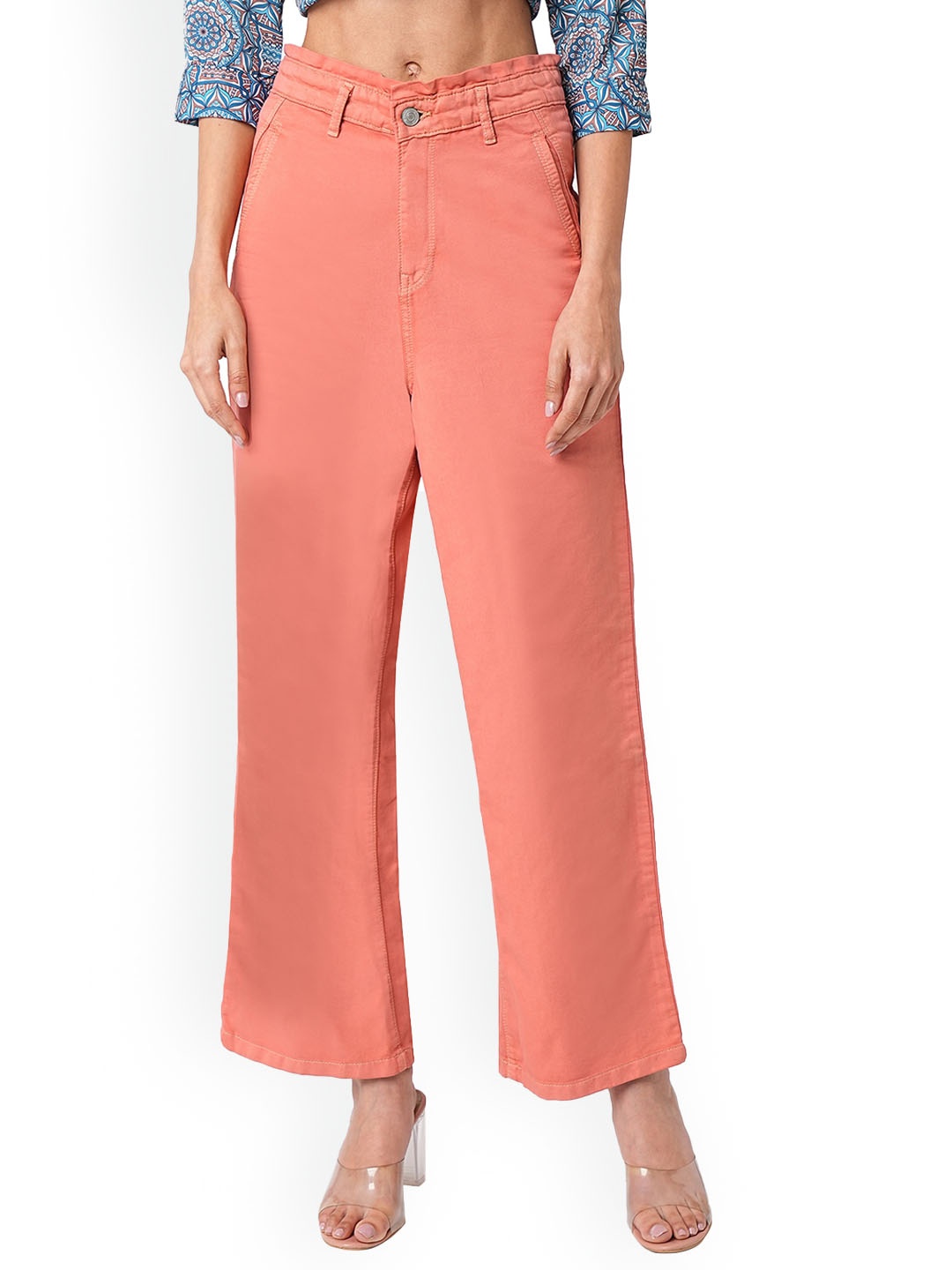 

Kraus Jeans Women Wide Leg High-Rise Jeans, Peach
