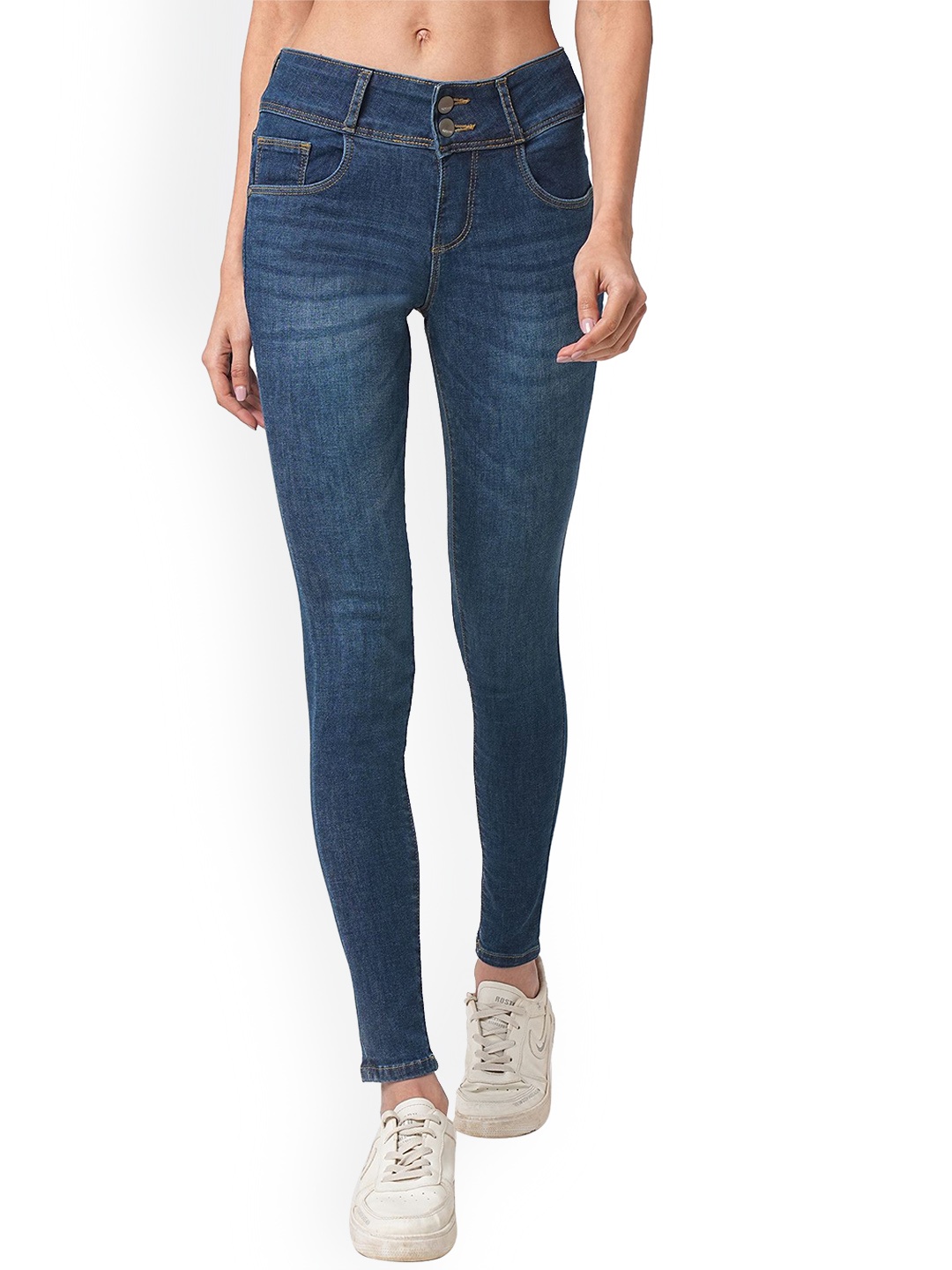 

Kraus Jeans Women Skinny Fit High-Rise Light Fade Jeans, Blue