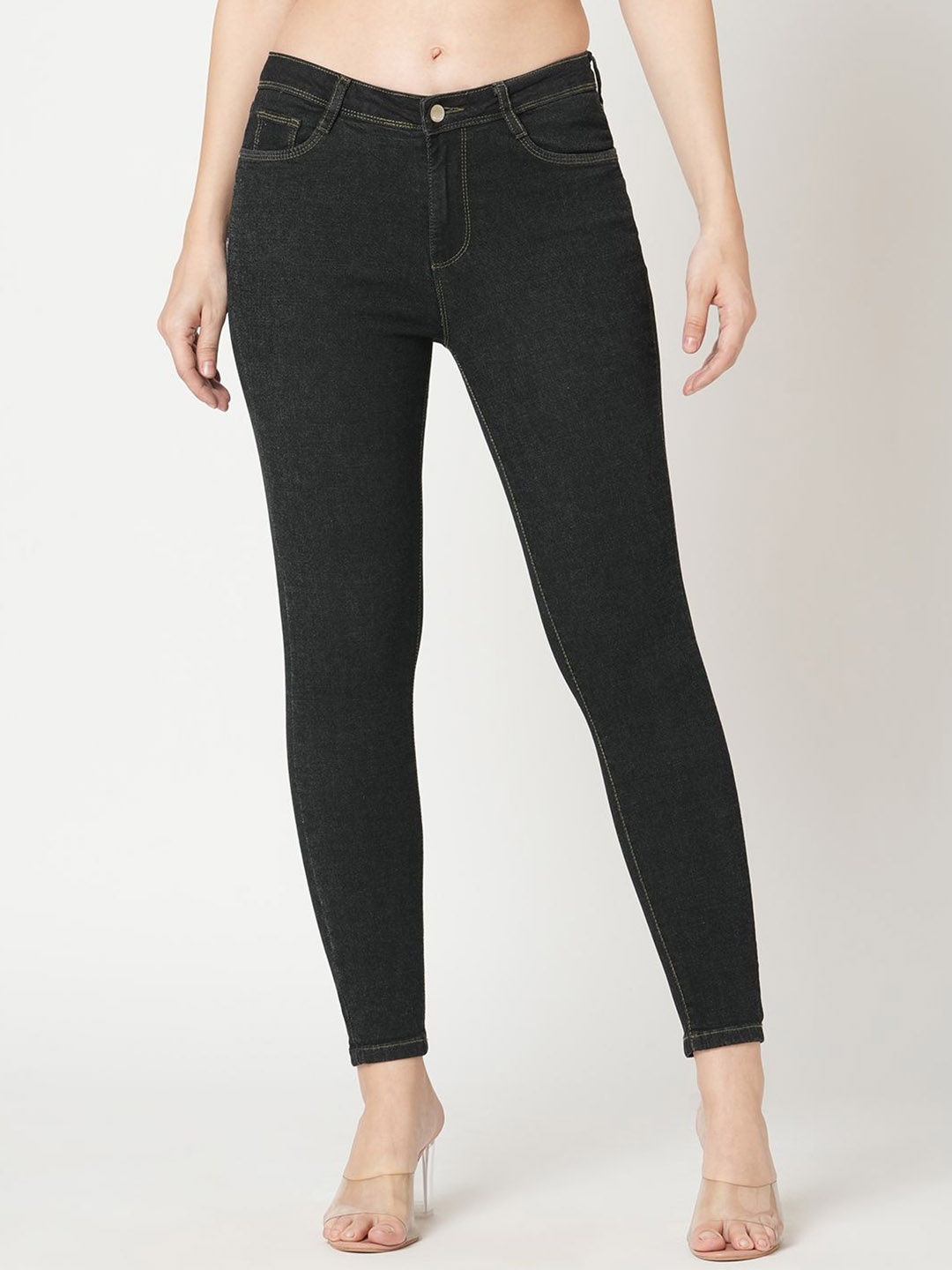 

Kraus Jeans Women Skinny Fit High-Rise Jeans, Black